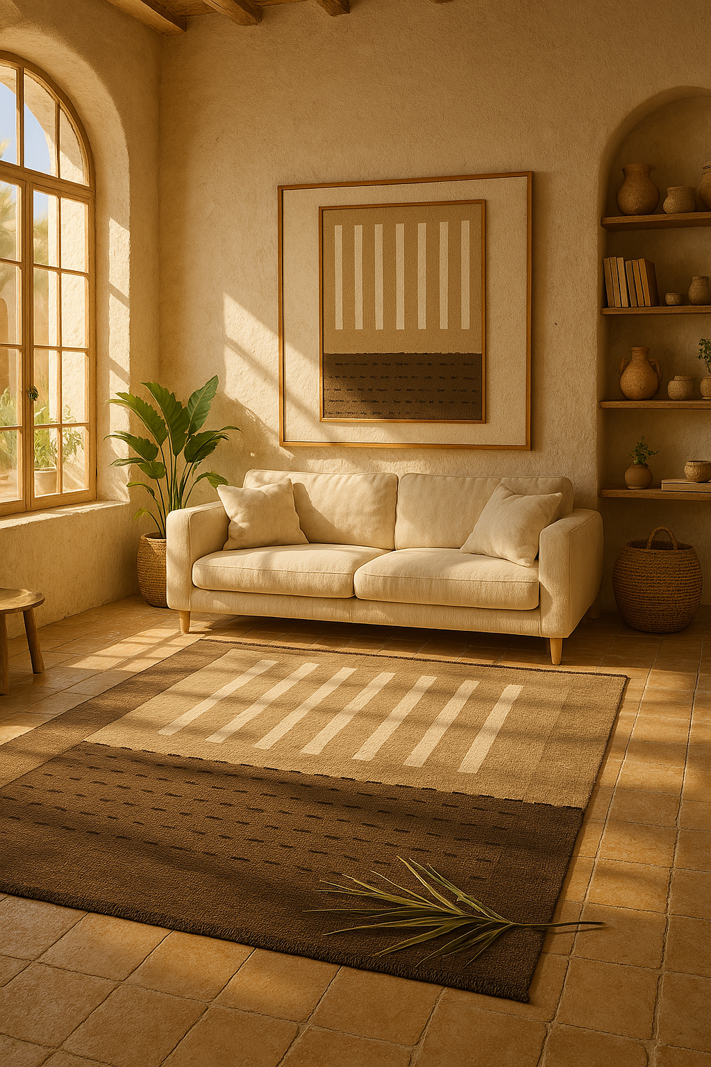 Egyptian Wool Kilim with Geometric Patterns