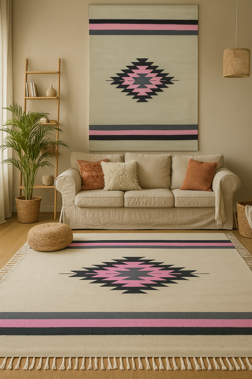 BUNDUQ Kilim | A Bold Fusion of Desert Rose and Mustard Tones