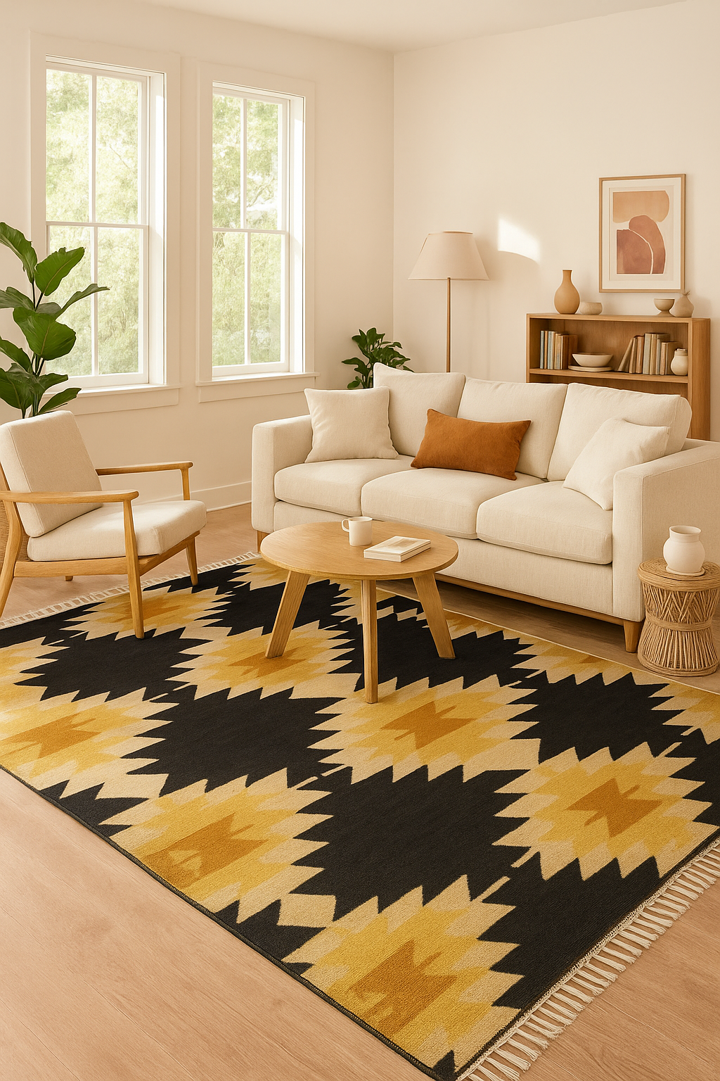 Mexican Spirit with an Egyptian Touch |  A Wool Kilim That Blends Tradition with Bold Design