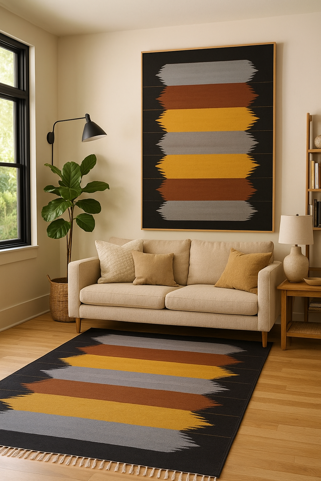 Desert Night Magic Rug Egyptian Wool Kilim Embodying the Beauty of Mystery and Allure