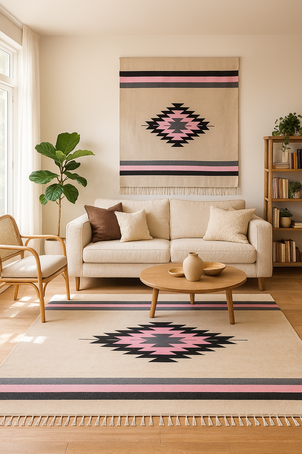 BUNDUQ Kilim | A Bold Fusion of Desert Rose and Mustard Tones