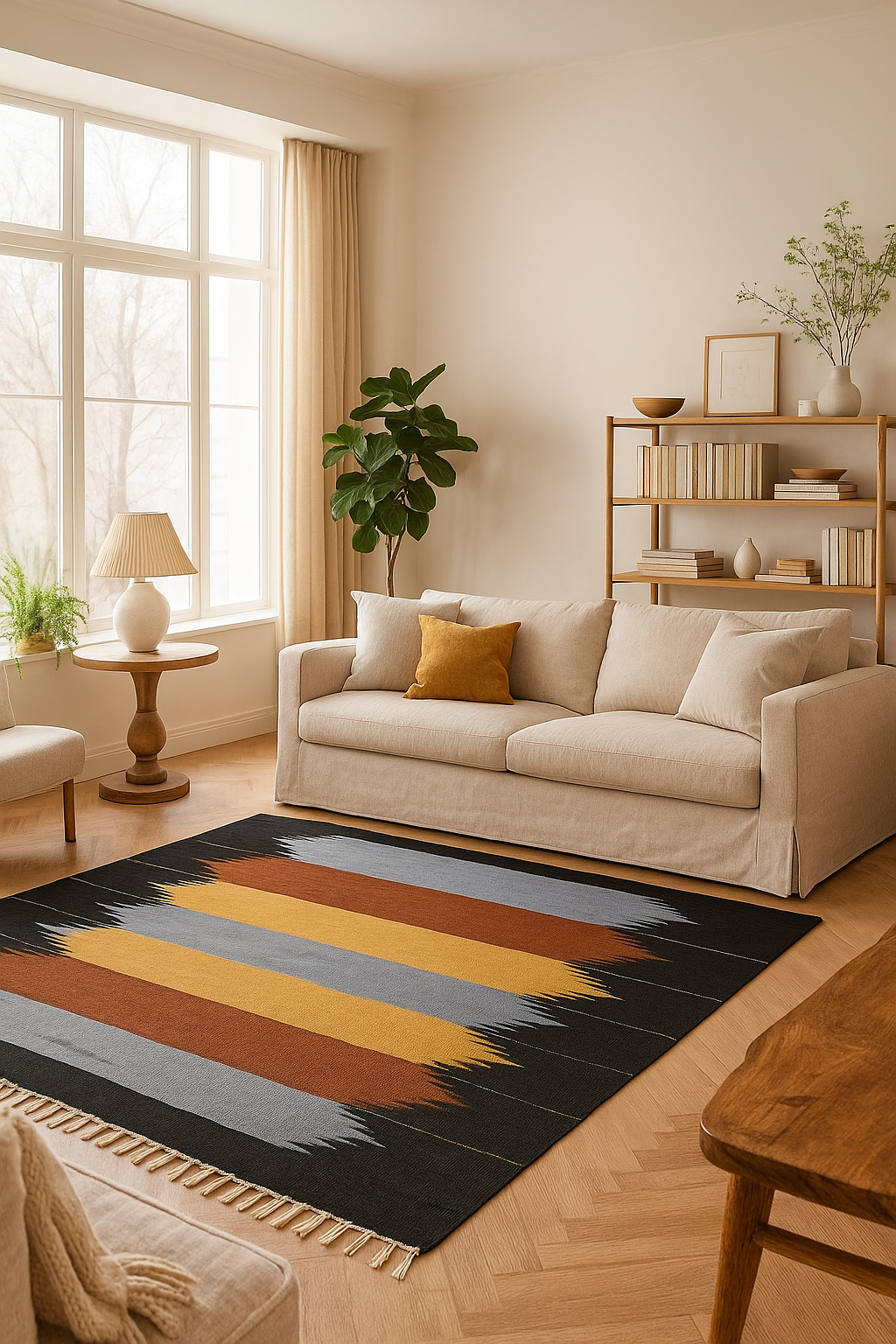 Desert Night Magic Rug Egyptian Wool Kilim Embodying the Beauty of Mystery and Allure