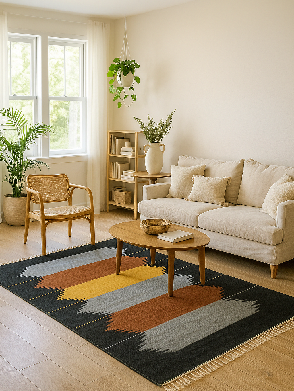 Desert Night Magic Rug Egyptian Wool Kilim Embodying the Beauty of Mystery and Allure