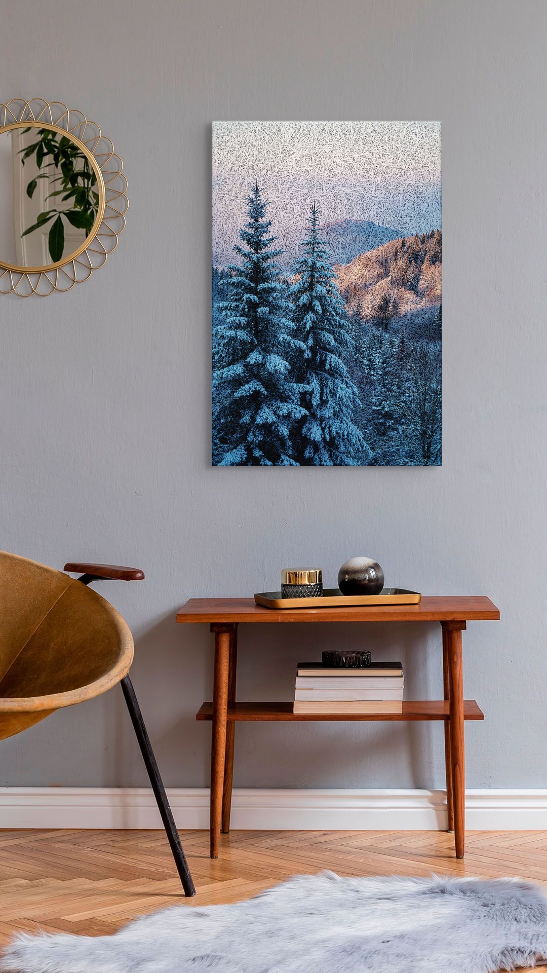 Sunset Winter Forest Acoustic Wall Panel