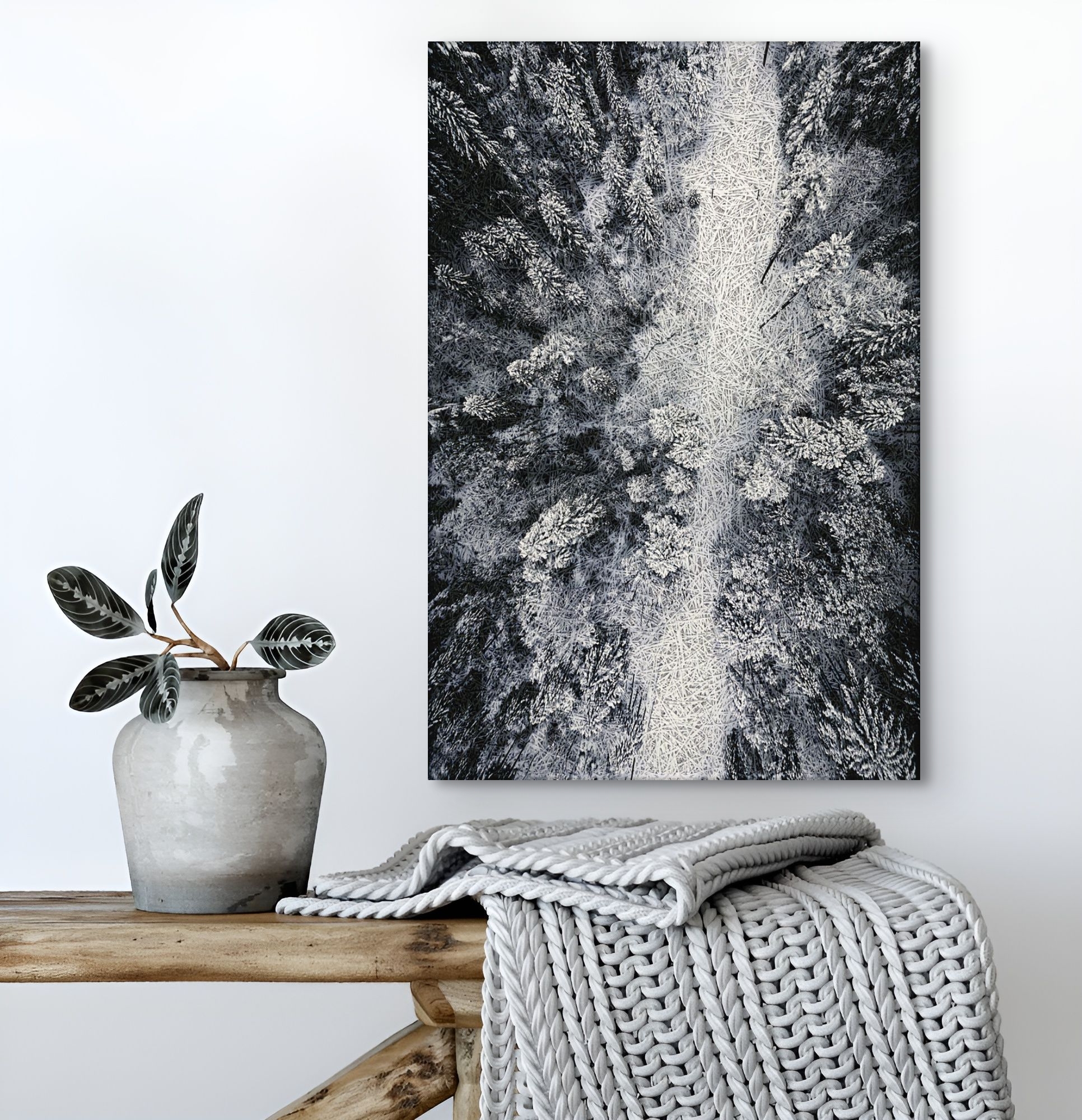 Aerial Winter Forest Acoustic Wall Panel