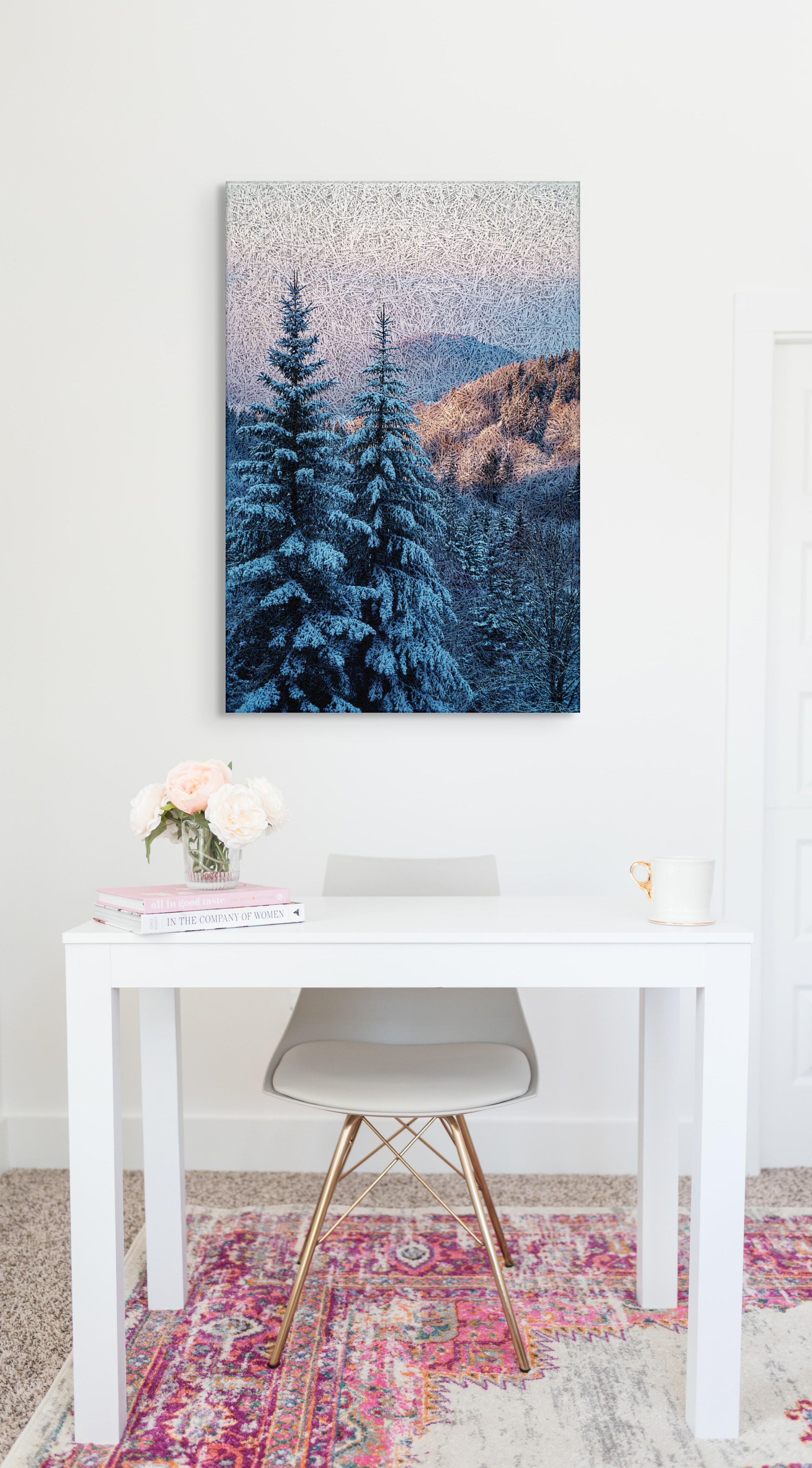 Sunset Winter Forest Acoustic Wall Panel