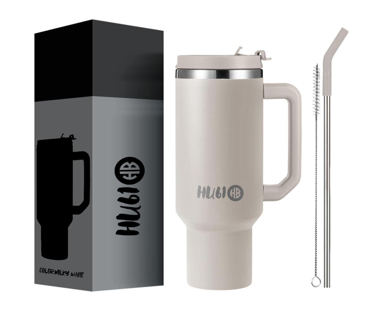 40 Oz travel mug with straw and 2 in 1 lid