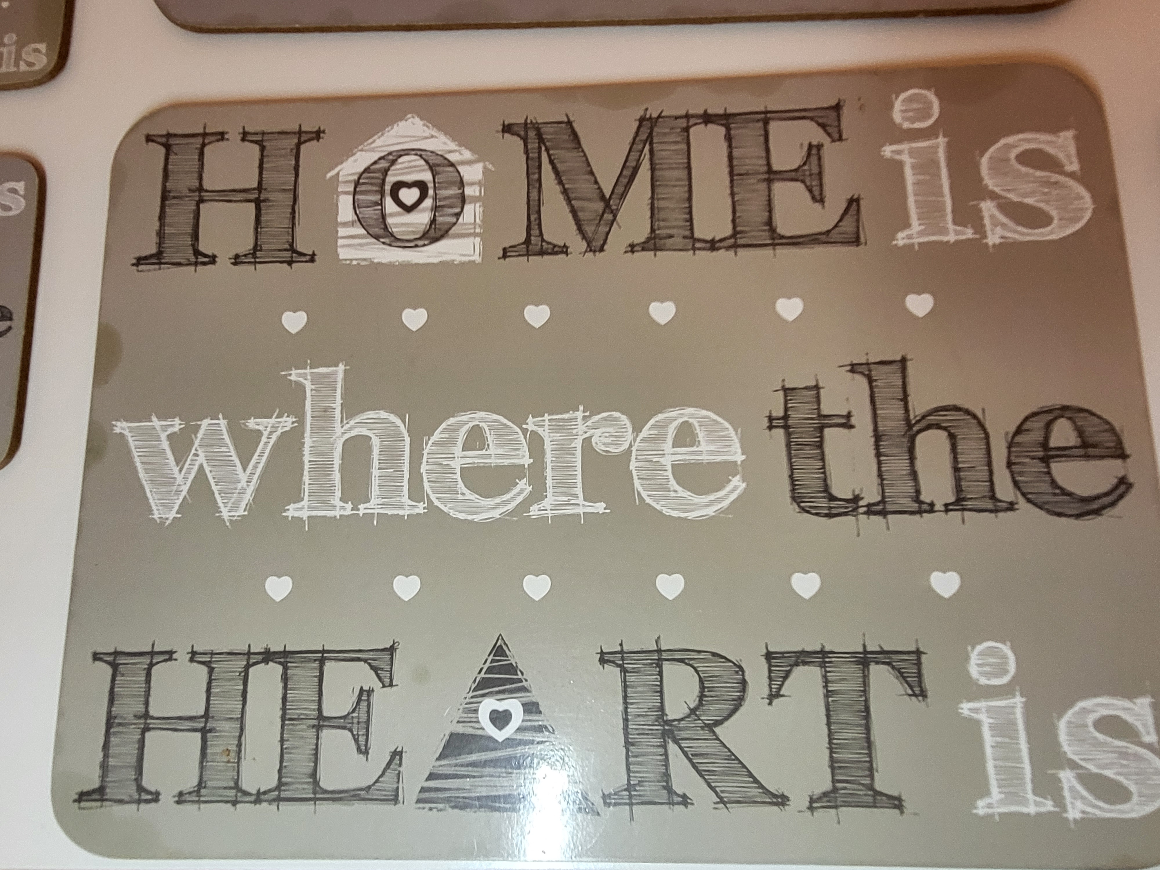 STALO PADĖKLIUKŲ RINKINYS „HOME IS WHERE THE HEART IS“