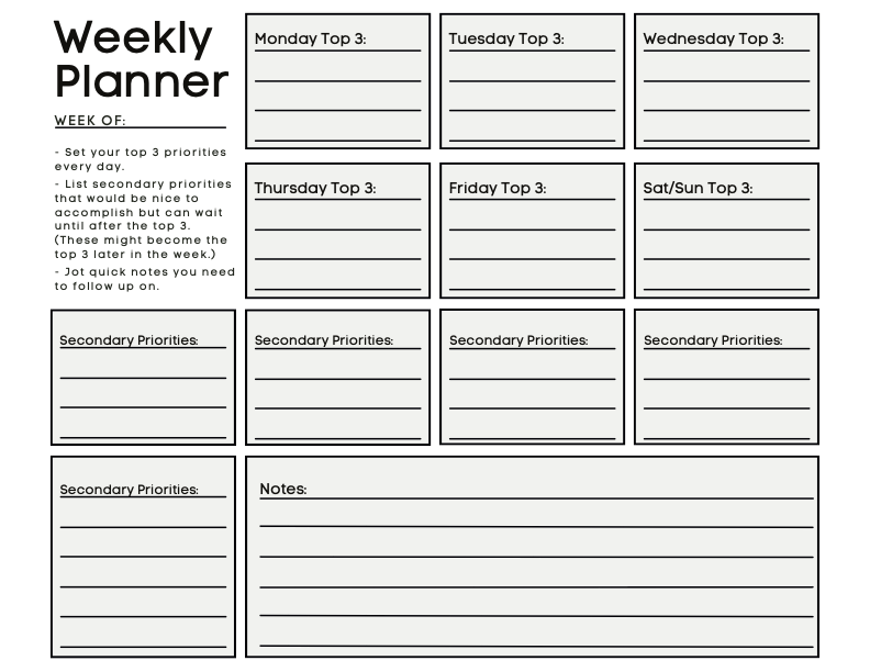 Weekly Priority Planner