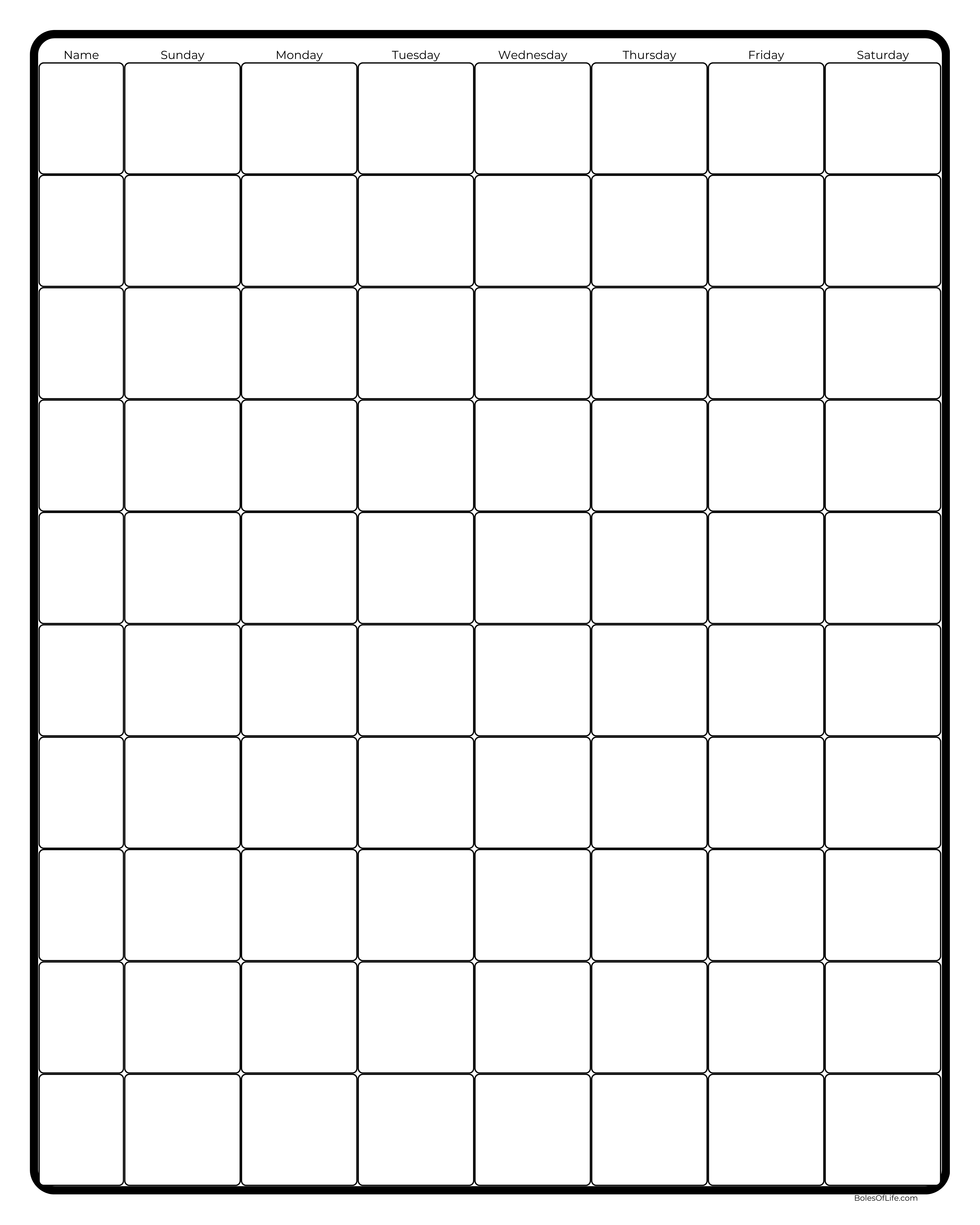 Custom Blank Vertical Calendars and Planner