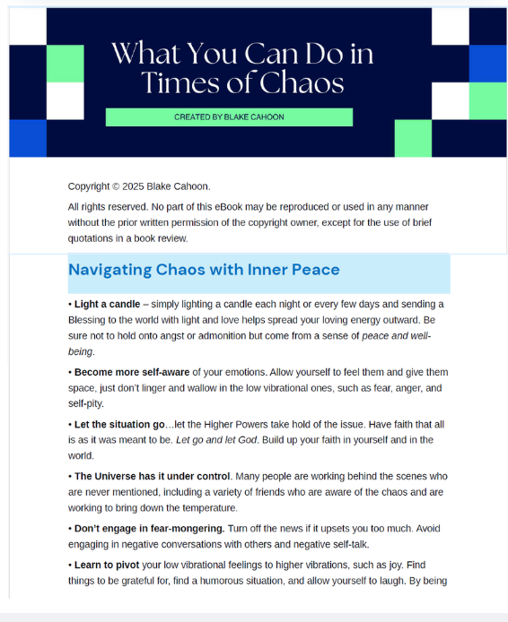 What You Can Do in Times of Chaos