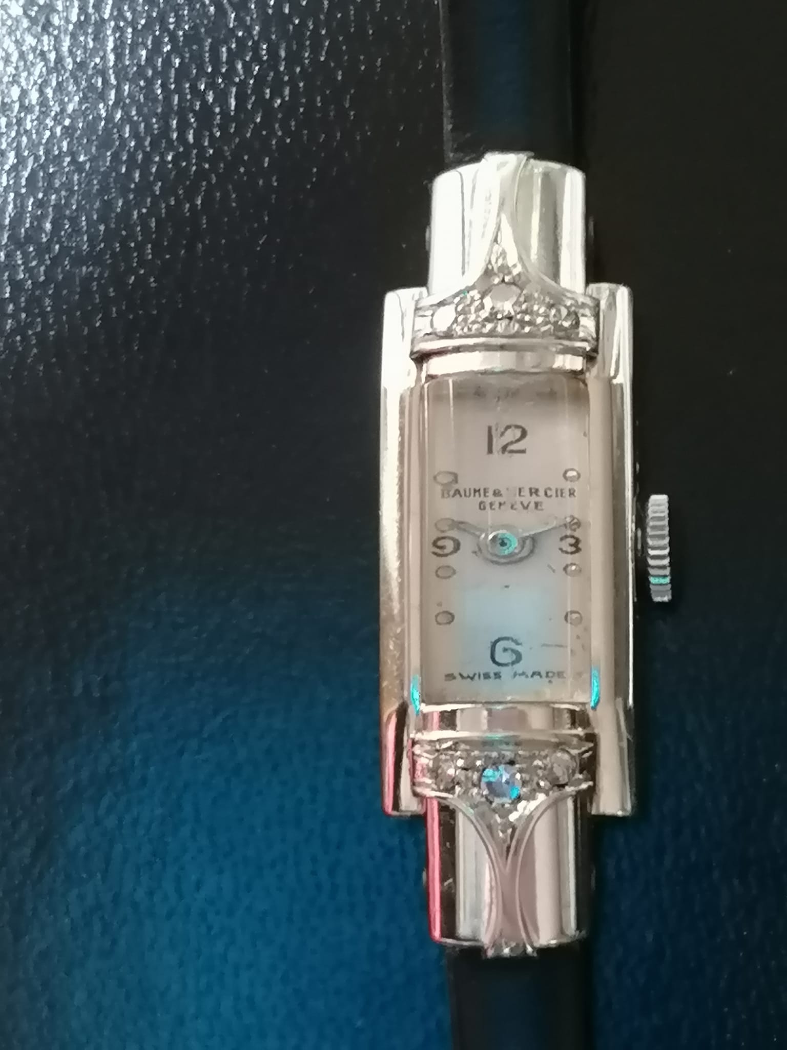 Baume & Mercier Ladies Art Deco 18k white gold and Diamond watch 1953 working