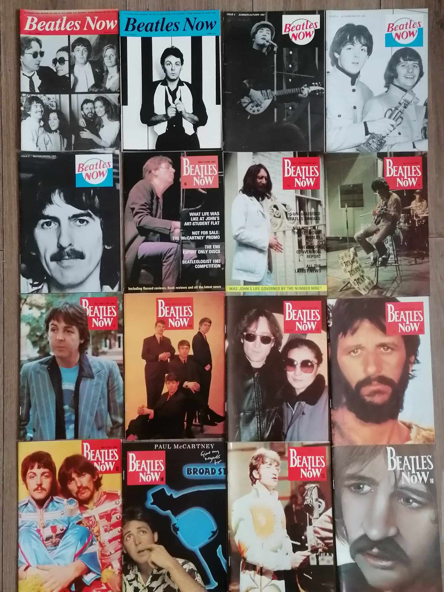 FULL SET 1 TO 16 3 monthly 1982 to 1985 BEATLES NOW programmes A5 Size