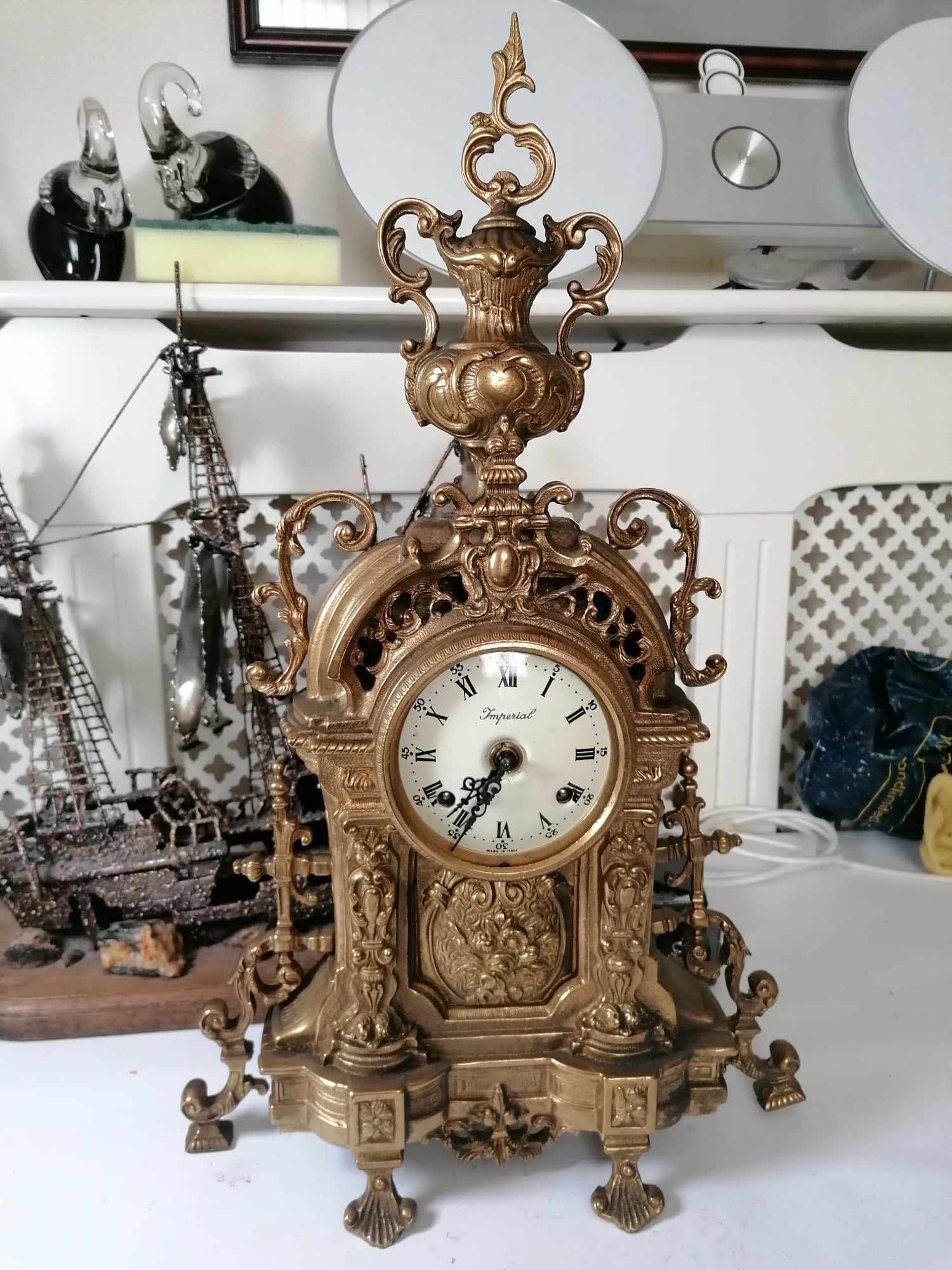 Solid Brass Imperial franz hermle Italy Imperial 8 day mantle clock