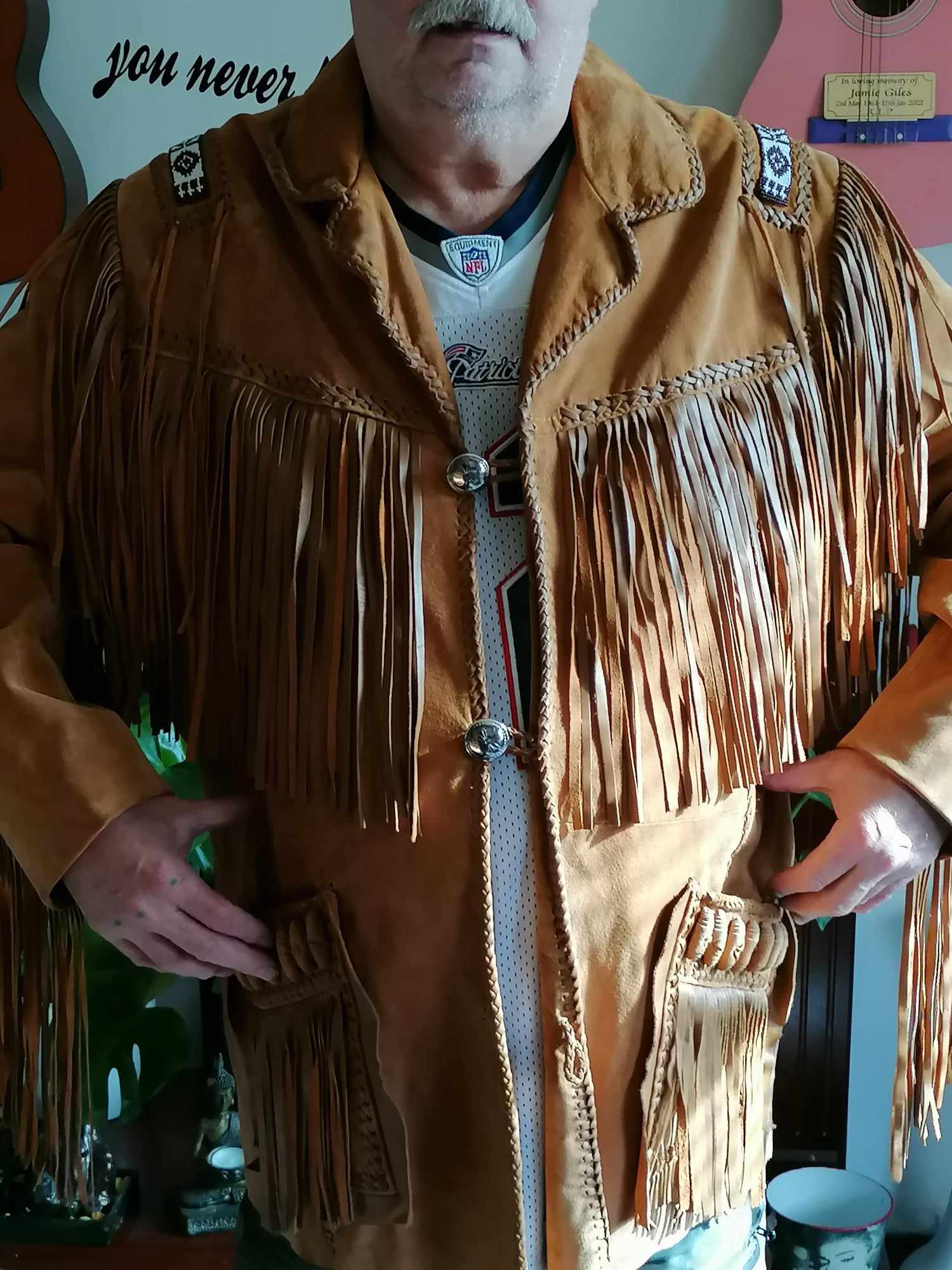 Scully Men's Western Cowboy/Biker Fringed Boar Suede Leather Coat 758 SIZE 52 XL