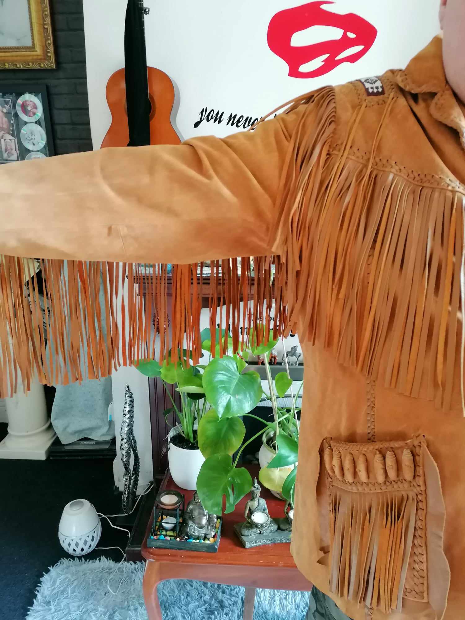 Scully Men's Western Cowboy/Biker Fringed Boar Suede Leather Coat 758 SIZE 52 XL