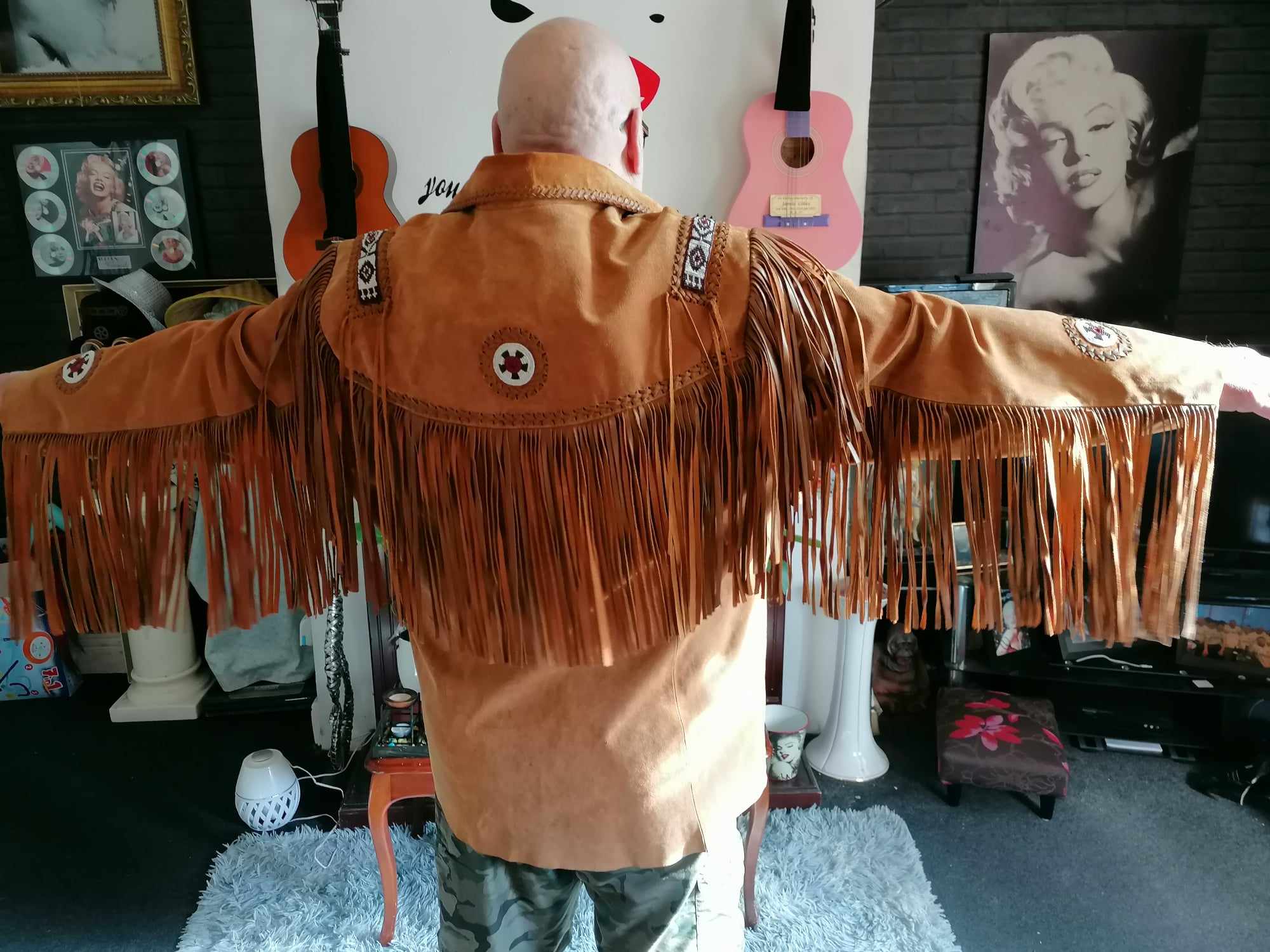 Scully Men's Western Cowboy/Biker Fringed Boar Suede Leather Coat 758 SIZE 52 XL