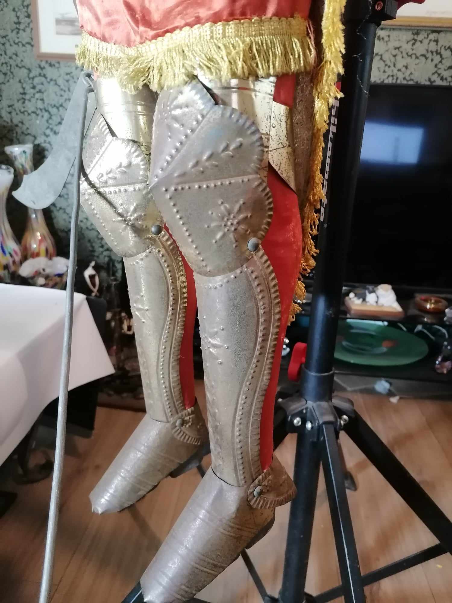 Italian 3 Foot tin plate and wood Vintage 1930s Sicilian Pupo Marionette Puppet