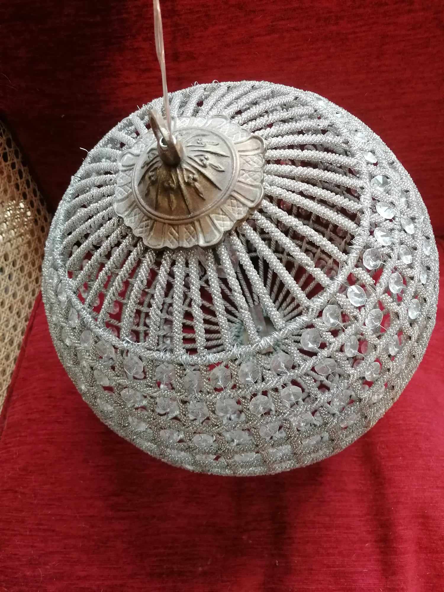 Crystal Glass Globe light chandelier 1960s 