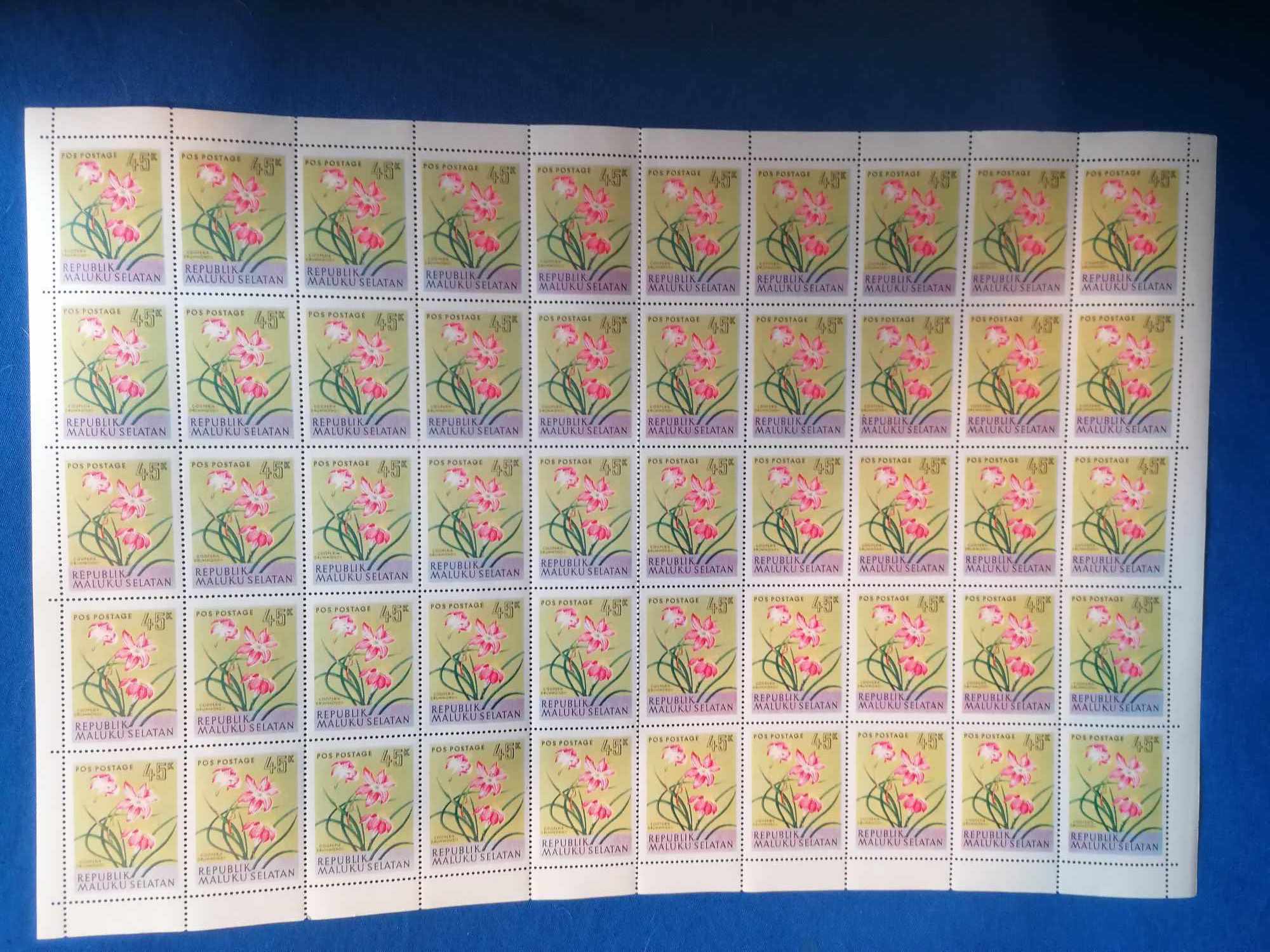 Republik Maluku Selatan (South Moluccas) 45K 50 stamp full sheet 1954 