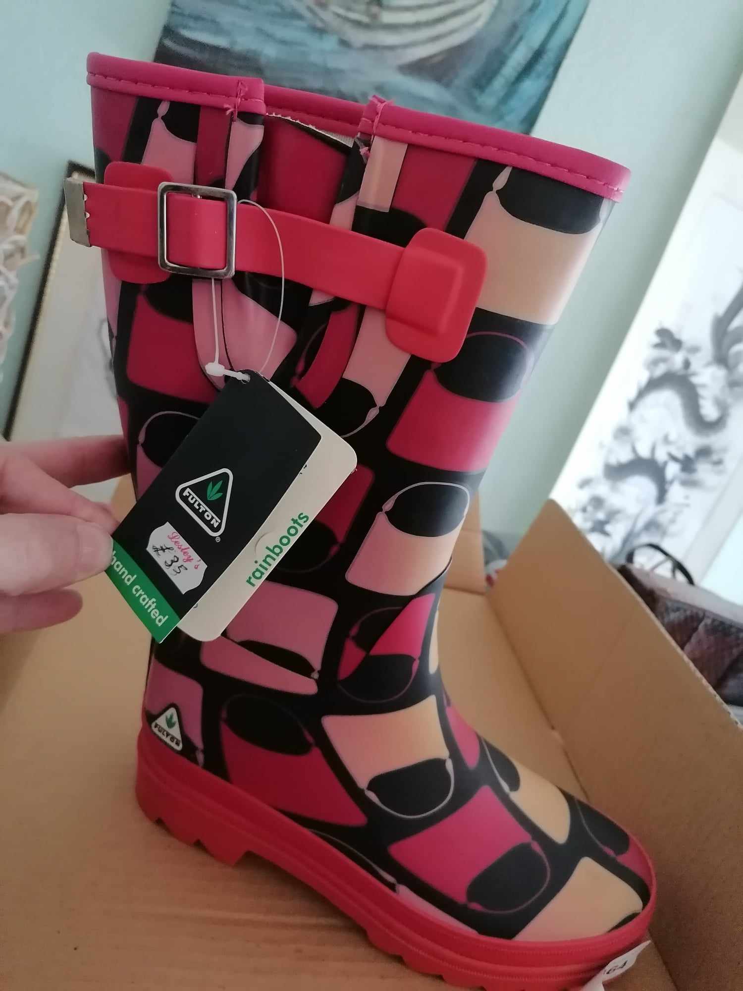 fulton hand crafted Ladies rain boot welly Wellington Euro size 37 UK size 6.5