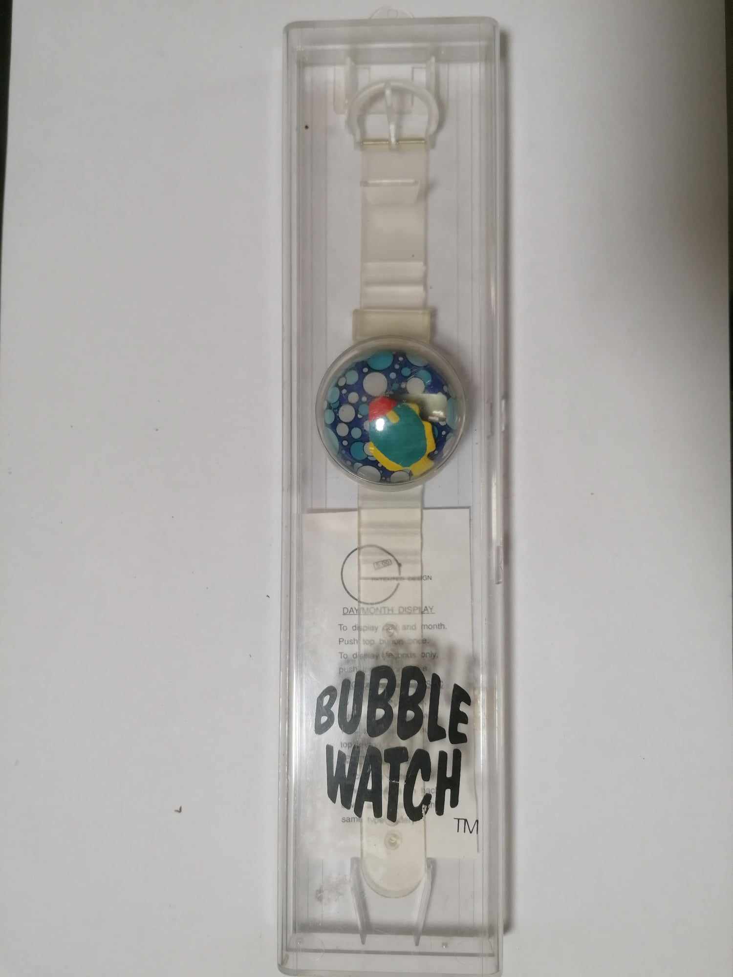 1990s Bubble Watch brand retro digital watch with floating fish and original box