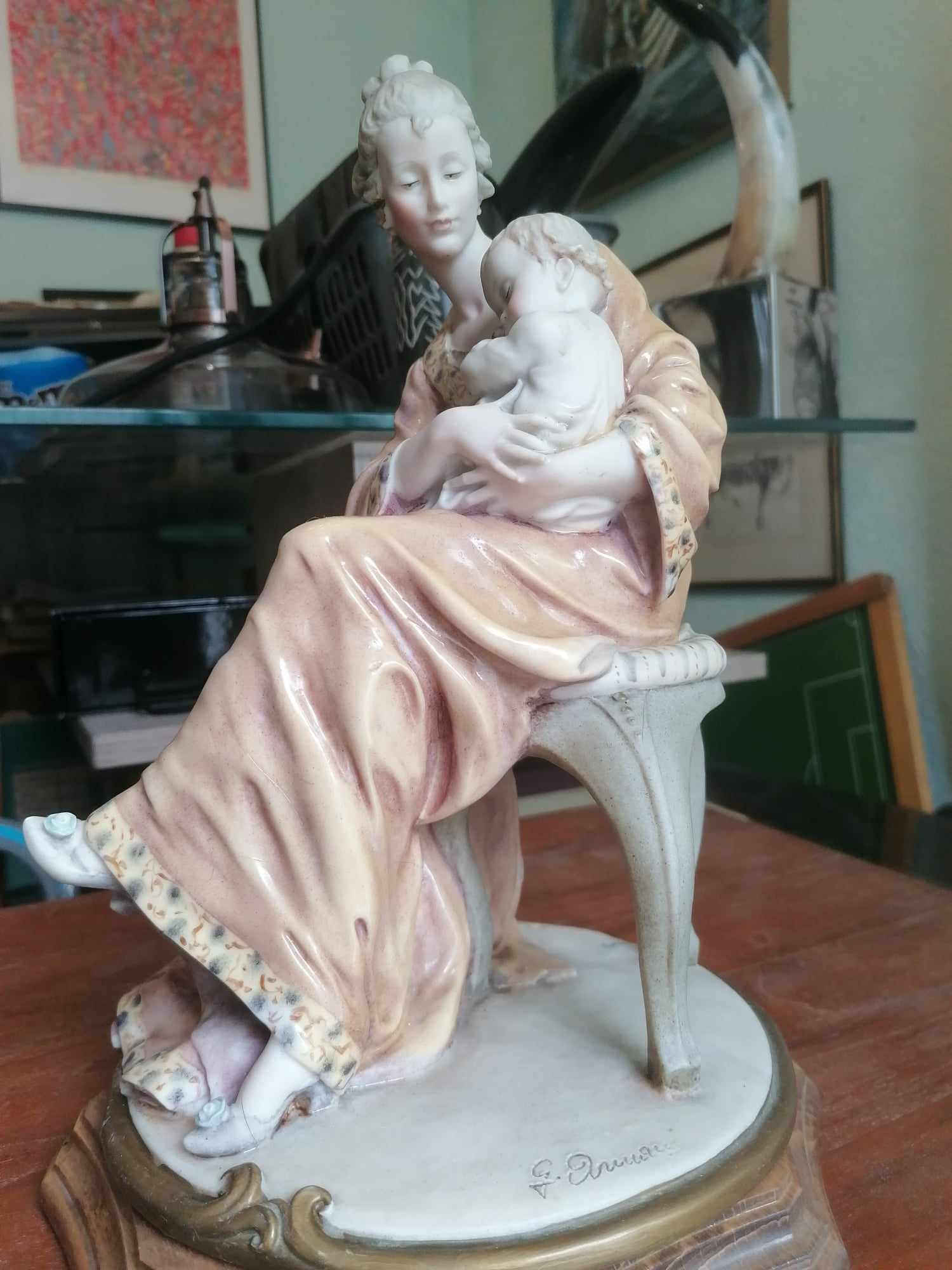 Retired Rare CapoDimonte Giuseppi Armani Florence Figurine Mother and Baby 1983