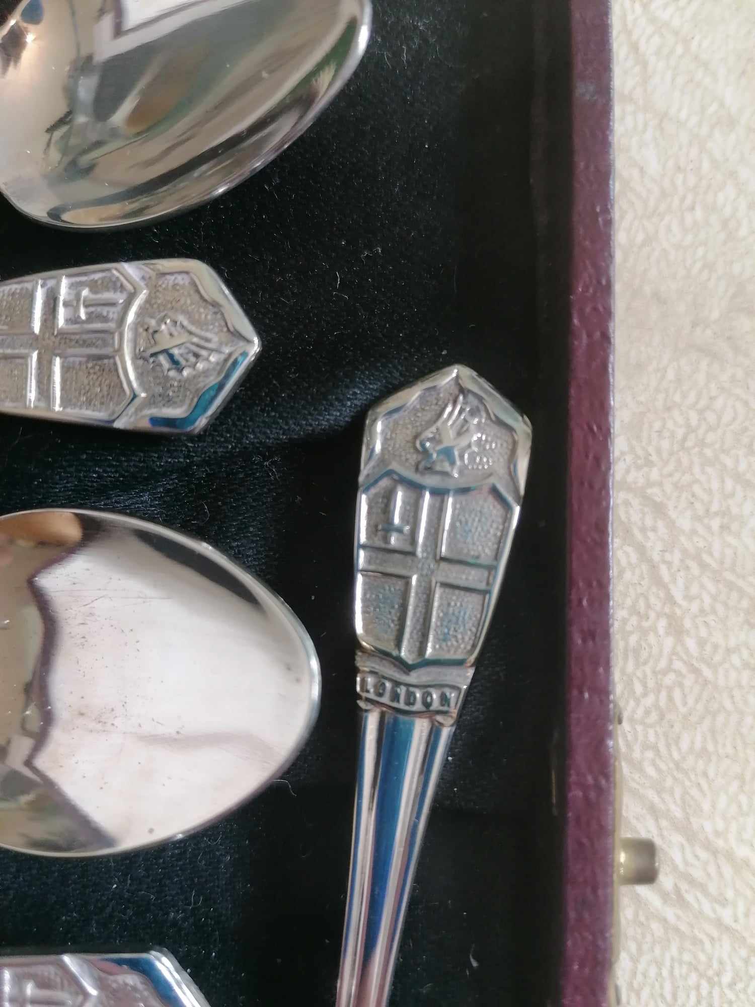 London Shield 6 teaspoon set A1 EPNS 1960s Boxed made in England