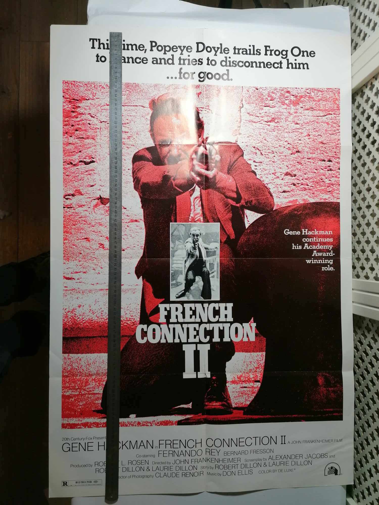 1971 Genuine One Sheet Cinema poster The French Connection 2 Gene Hackman Roy Schneider