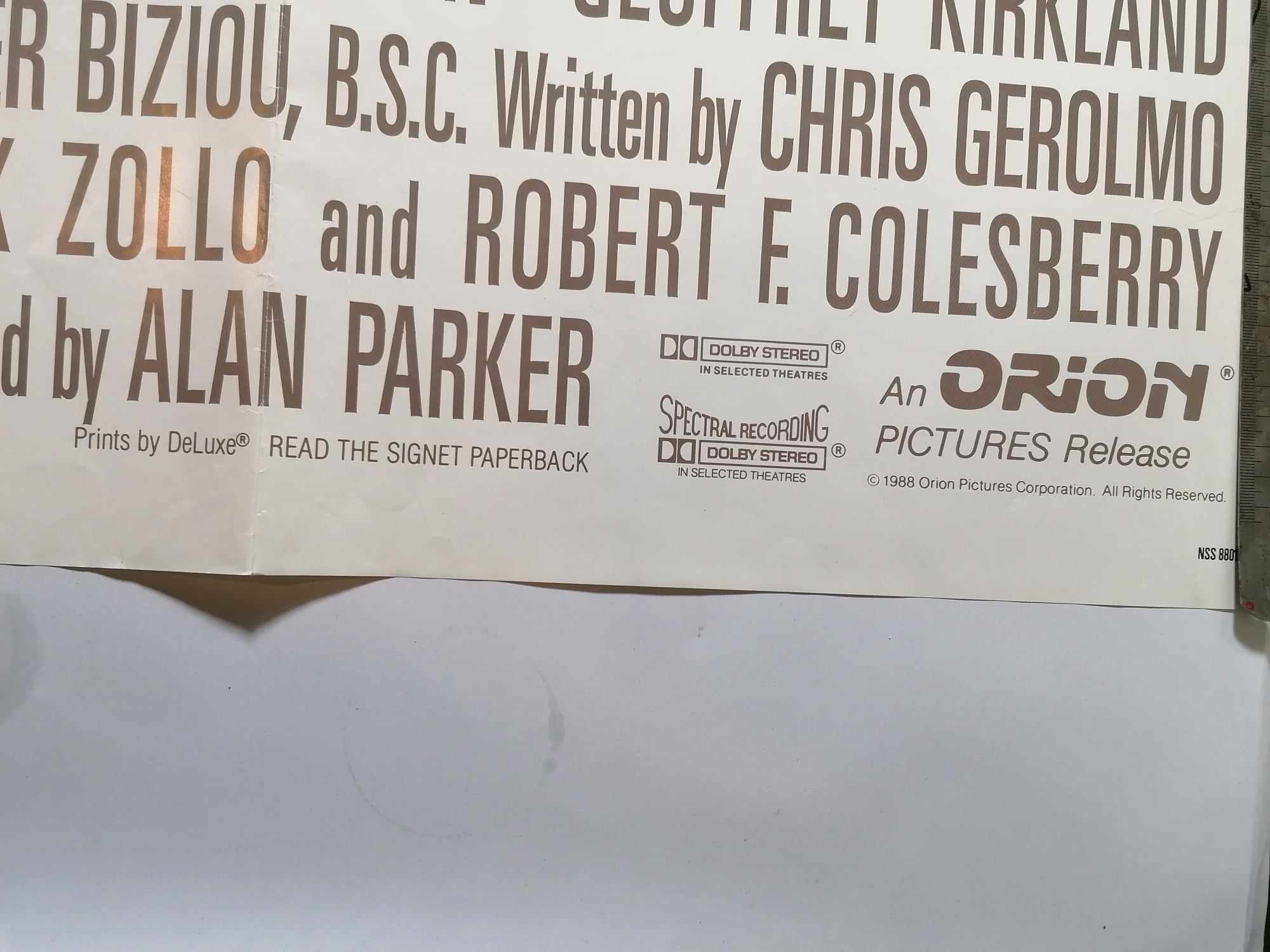 1988 Genuine one sheet Cinema poster Mississippi Burning Gene Hackman Wilem Dafoe 40 x 30"