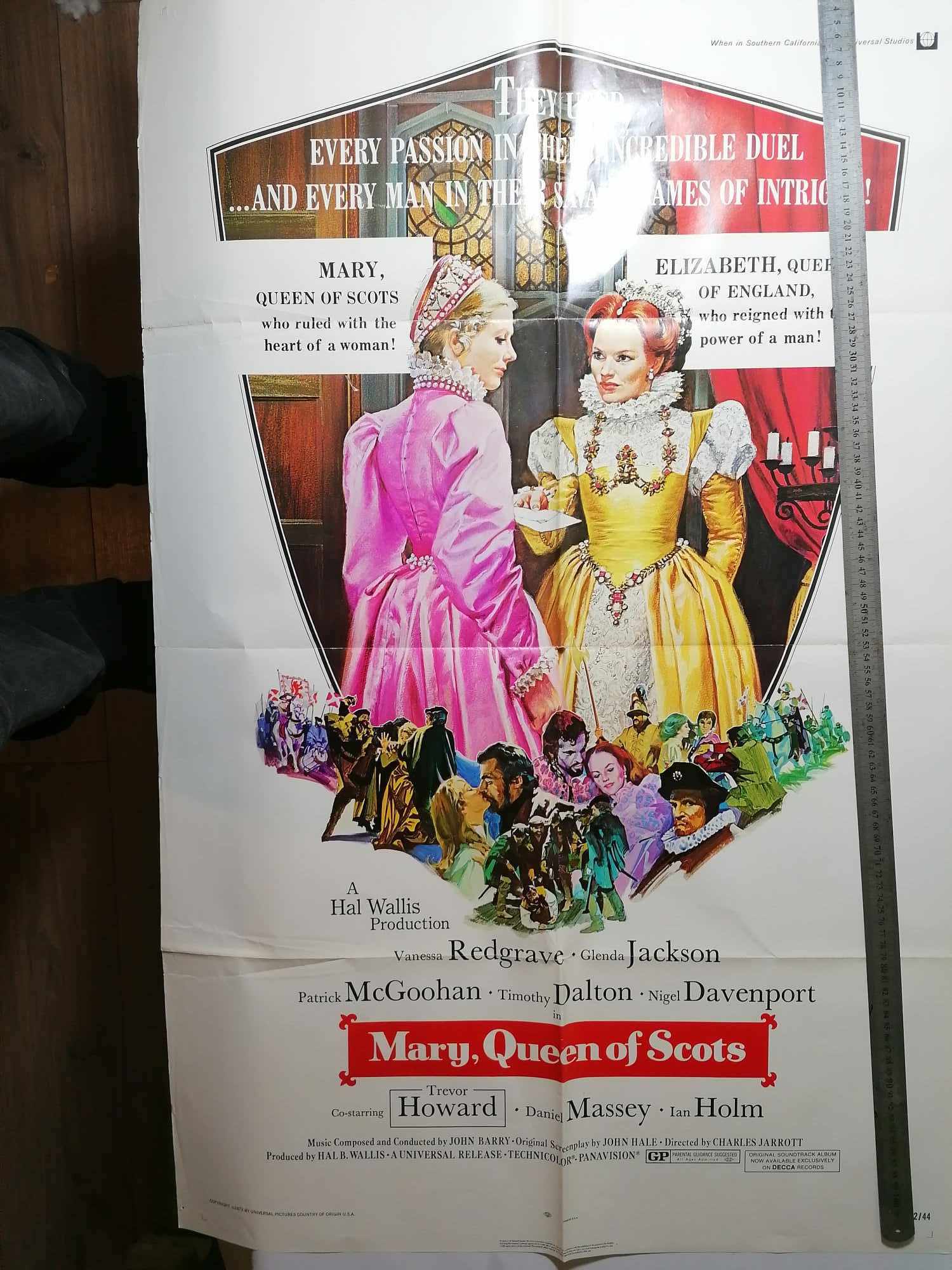 1971 Genuine one sheet Cinema Mary Queen of Scots Veneesa Redgrave Glenda Jackson 40 x 30"