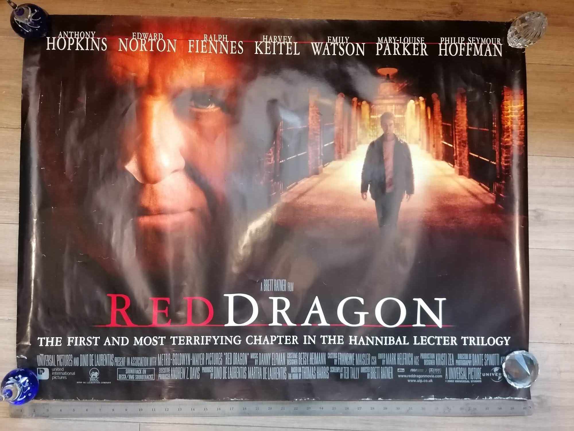 2002 Genuine UK Quad Cinema Poster Red Dragon Anthony Hopkins. Prequel to Silence of the lambs 40 x 30"