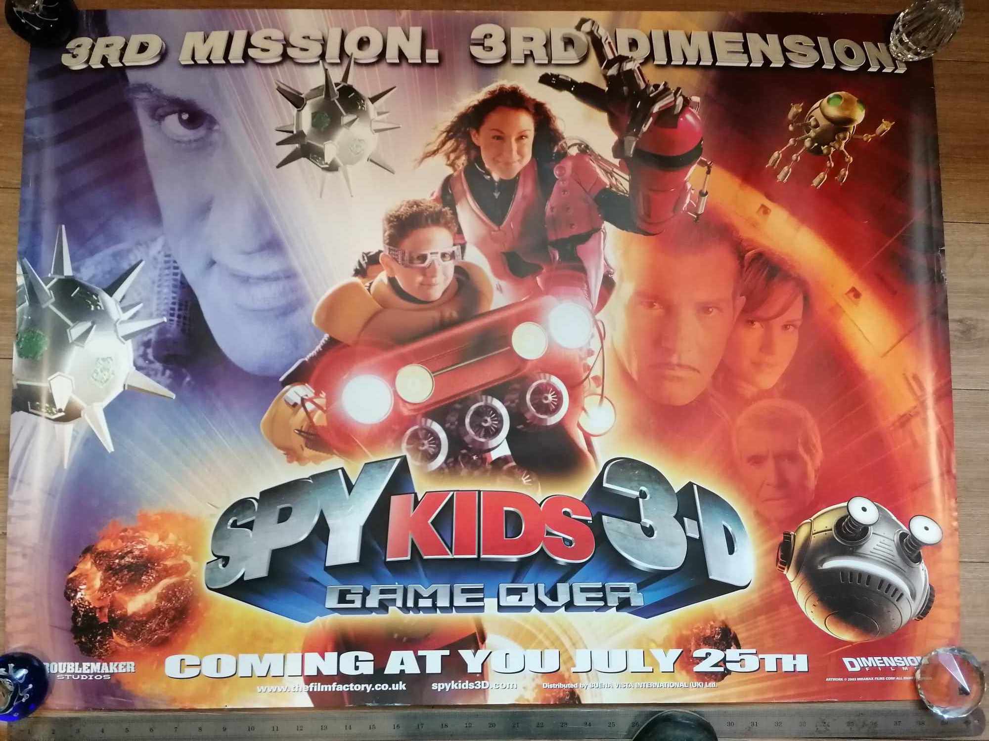 2002 Genuine One Sheet 40 x 30" Cinema Poster Spy Kids 3D Game Over