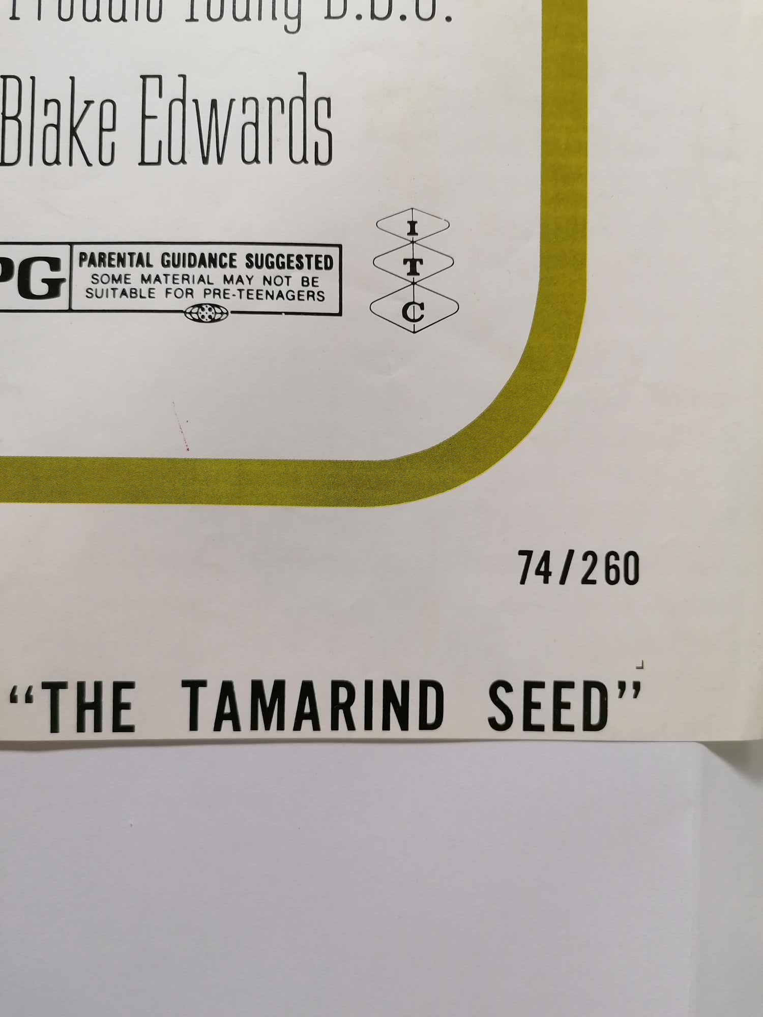 1974 Genuine One Sheet 40 x 30" Cinema Poster The Tamarind Seed Omar Sharif Julie Andrews