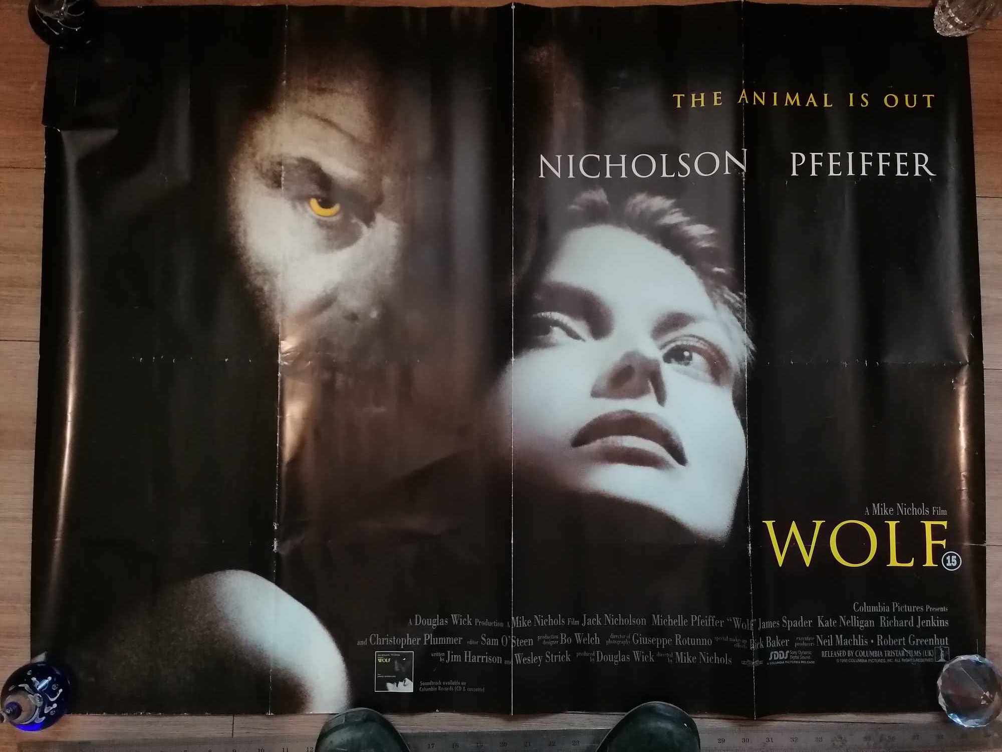 1994 Genuine One Sheet 40 x 30" Cinema Poster WOLF Jack Nicholson Michelle Pfieffer