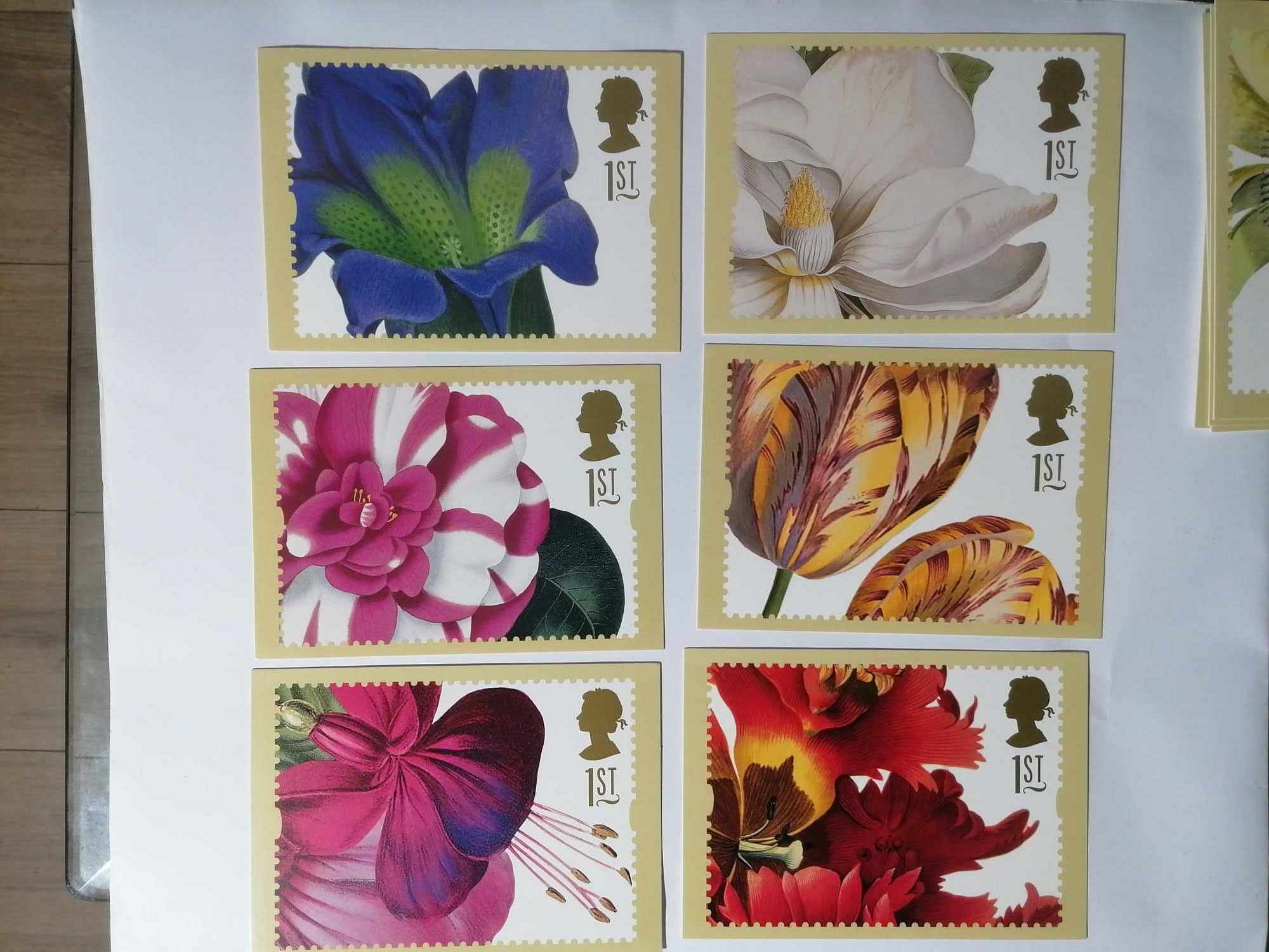 Set of 10 GS5 Royal Mail Stamp Postcards Greetings Flowers 1997