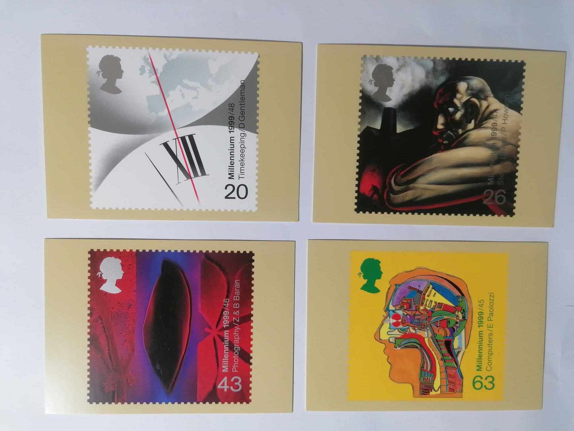 Set of 4 PHQ203 Royal Mail Stamp Postcards Inventors Tale 1999