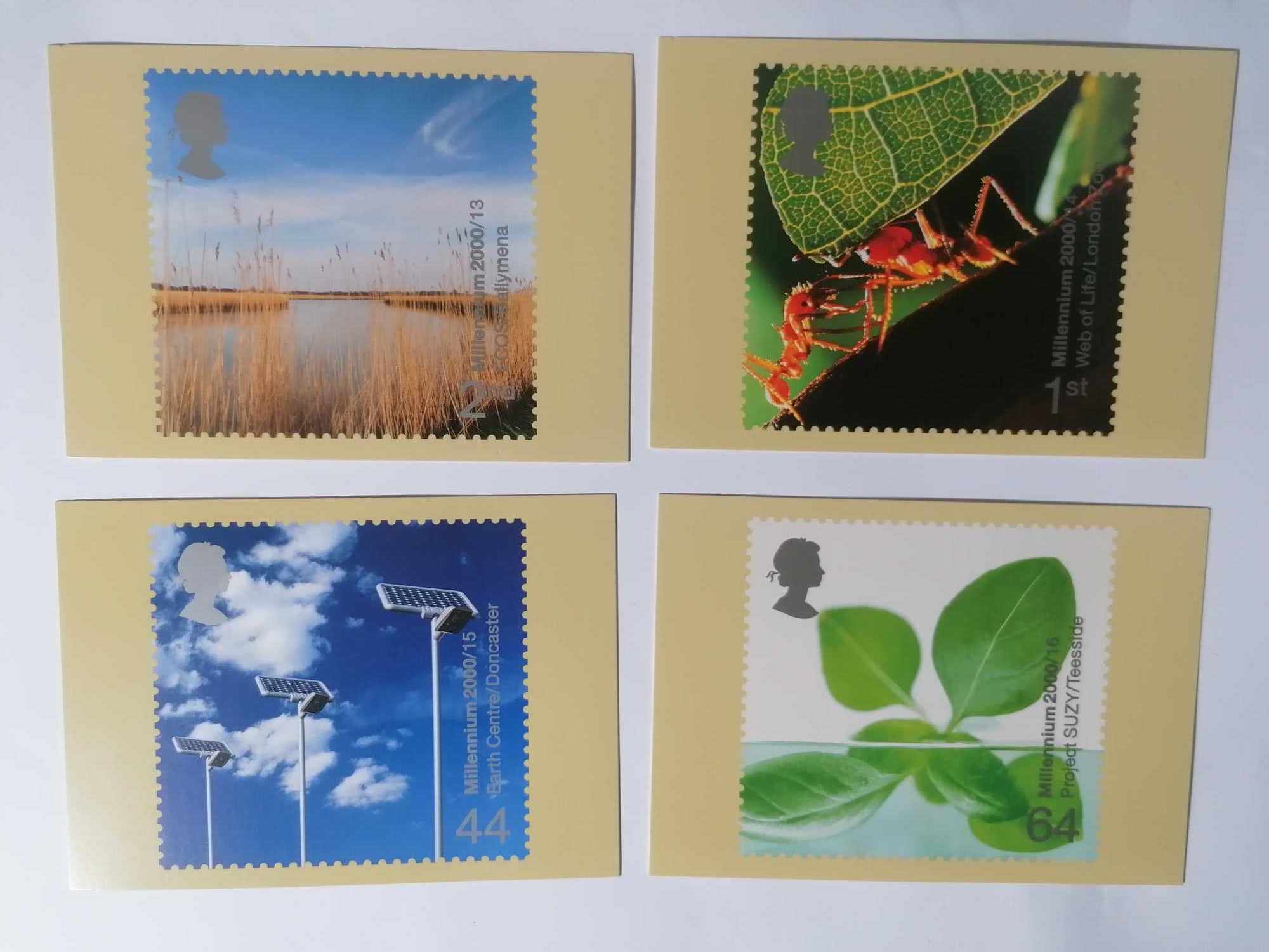 Set of 4 PHQ218 Royal Mail Stamp Postcards Life on Earth 2000