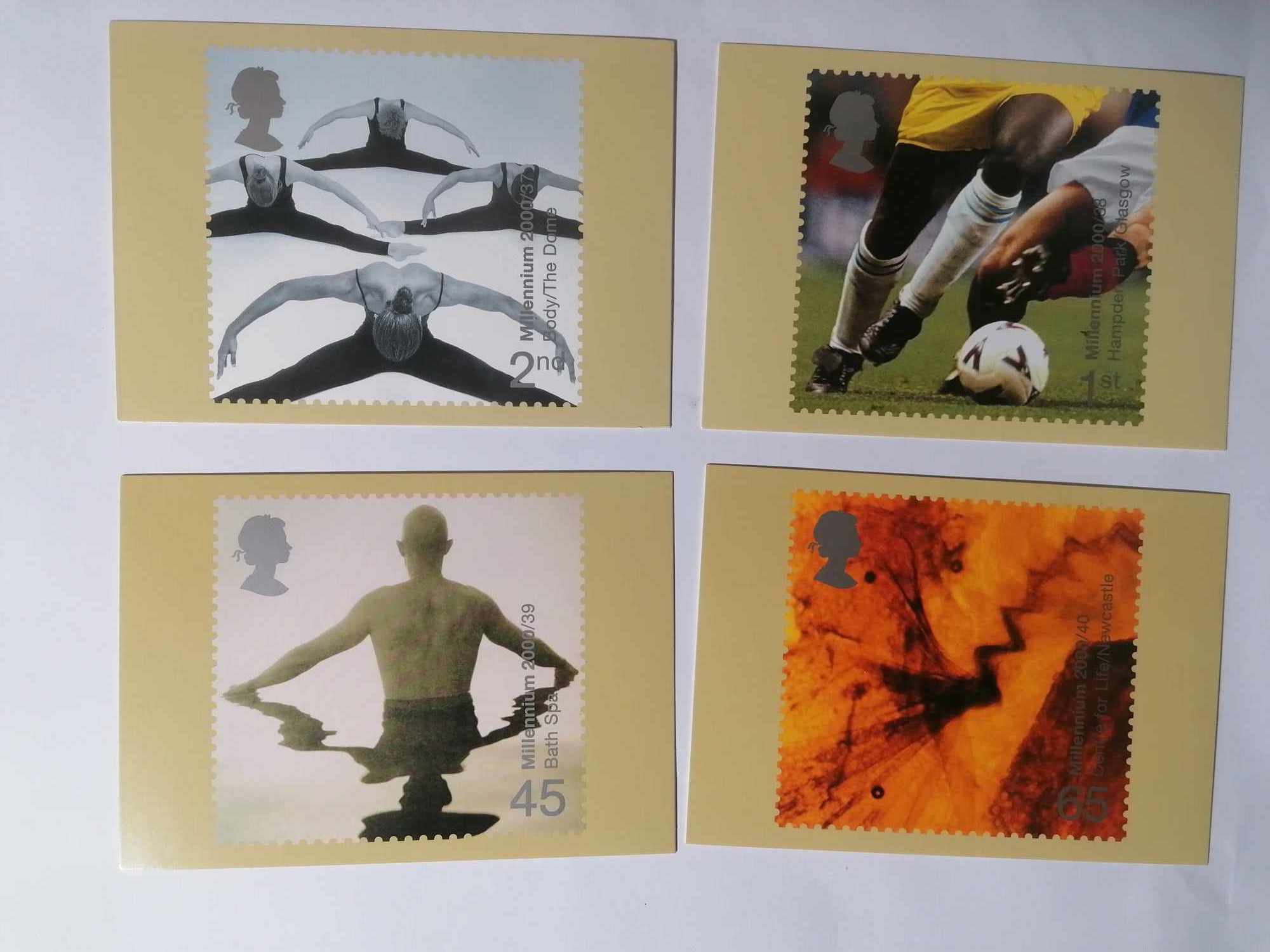 Set of 4 PHQ224 Royal Mail Stamp Postcards Body and Bone 2000