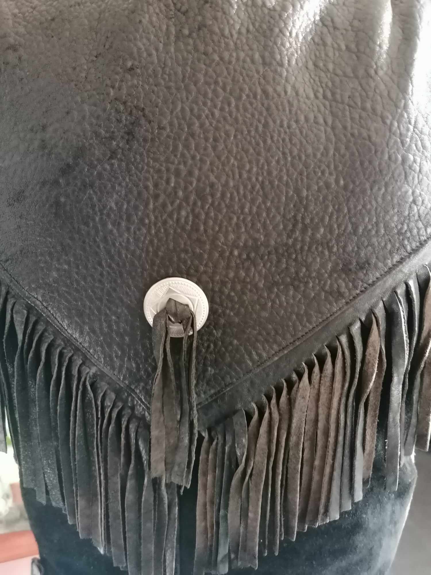 Black Tassle western Leather jacket size XL
