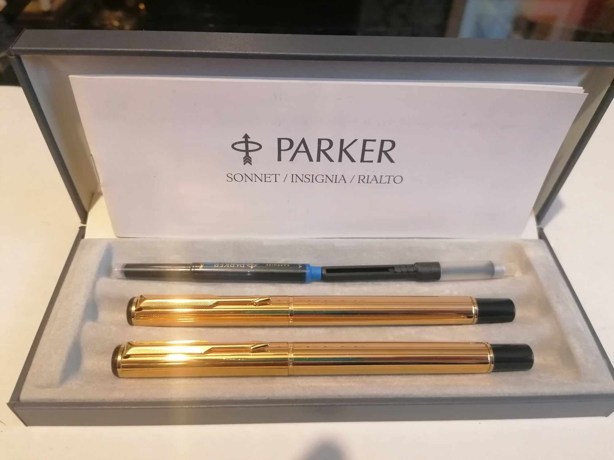 PARKER RIALTO 88 CORINTH 23K Gold Plated Fountain & Biro pen 1977 era