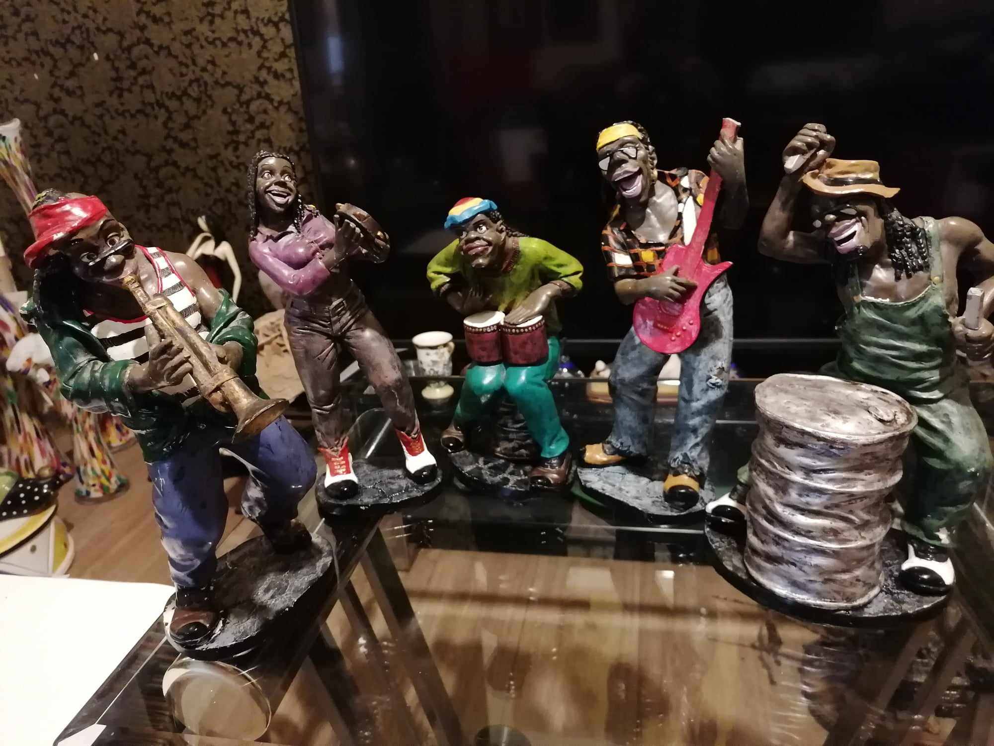 Large 1970s vintage resin Rasta band 5 Pieces all stand around 30cm 12" high