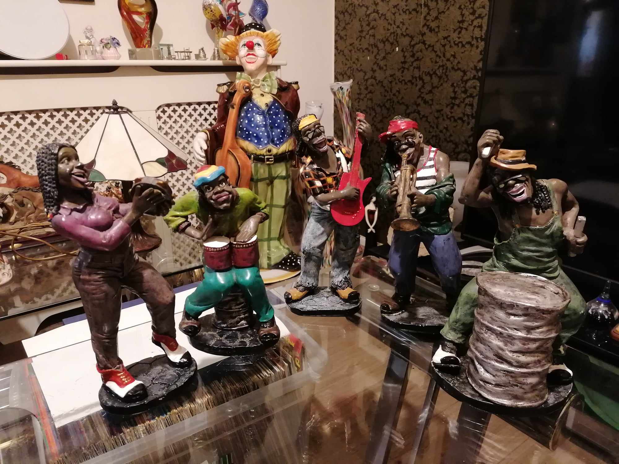 Large 1970s vintage resin Rasta band 5 Pieces all stand around 30cm 12" high