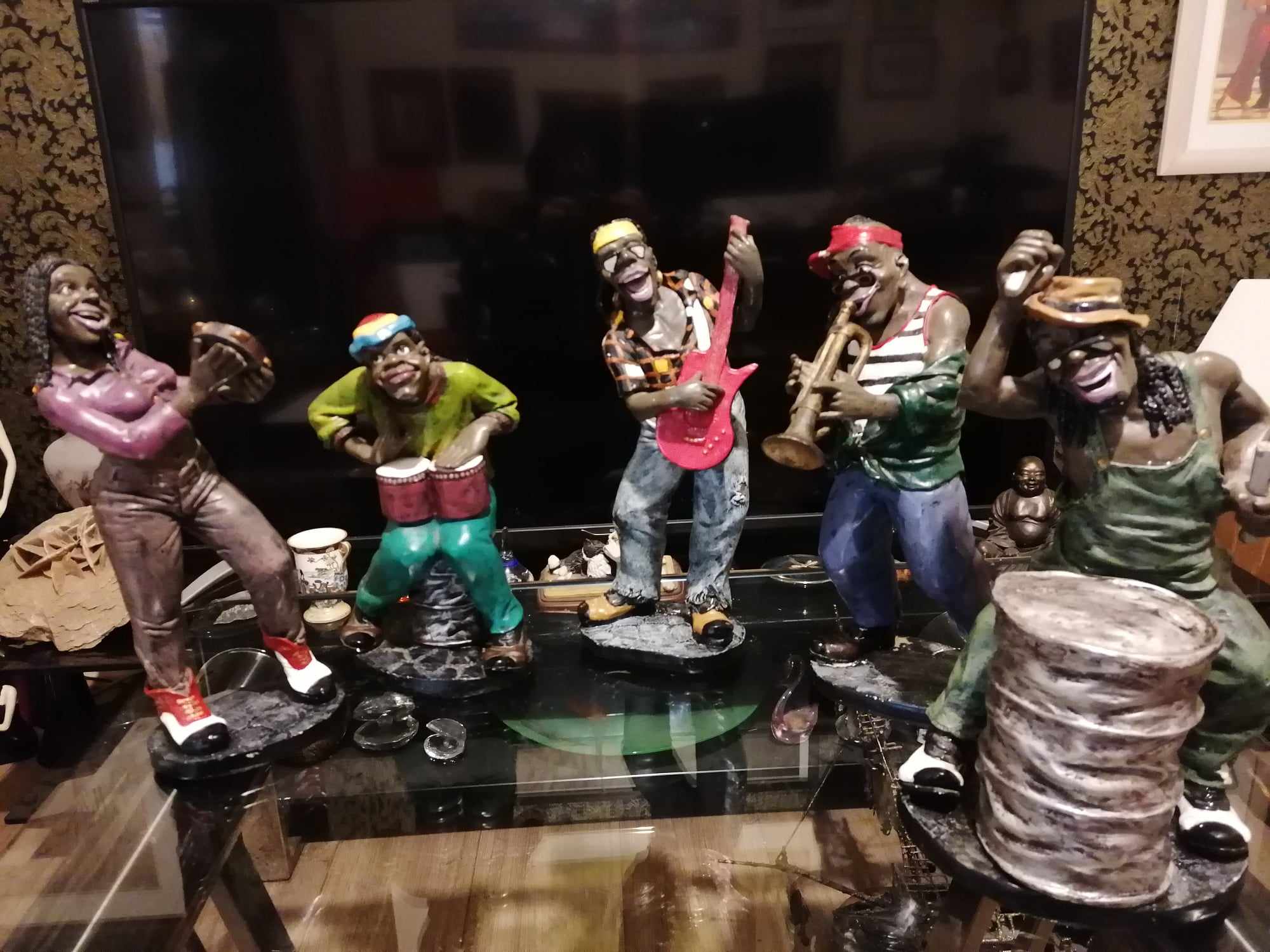 Large 1970s vintage resin Rasta band 5 Pieces all stand around 30cm 12" high