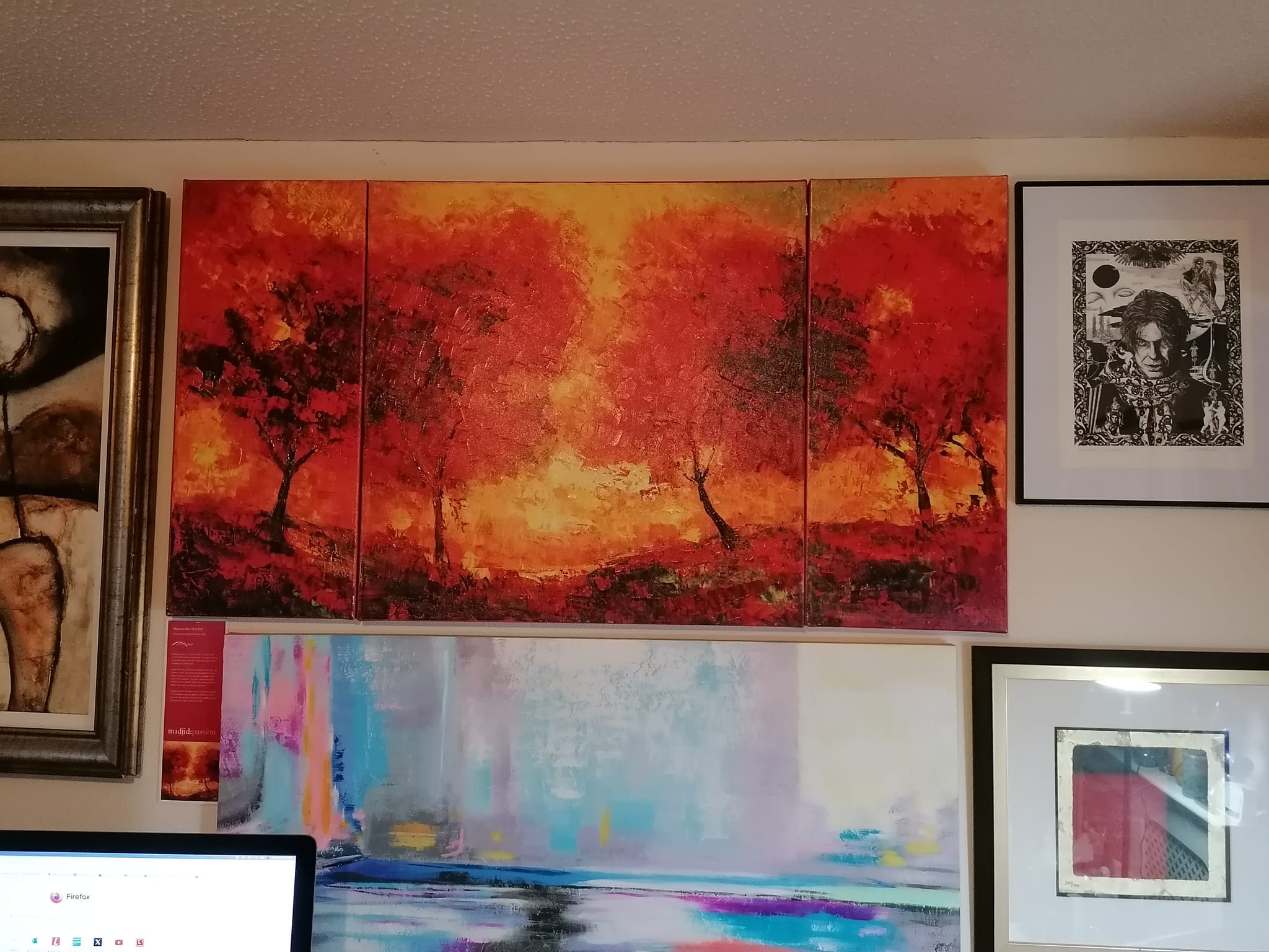 RHANAVARDKAR MADJID ENHANCED LTD ED OF 95 No 11/95 130x70cm FIERY TREES