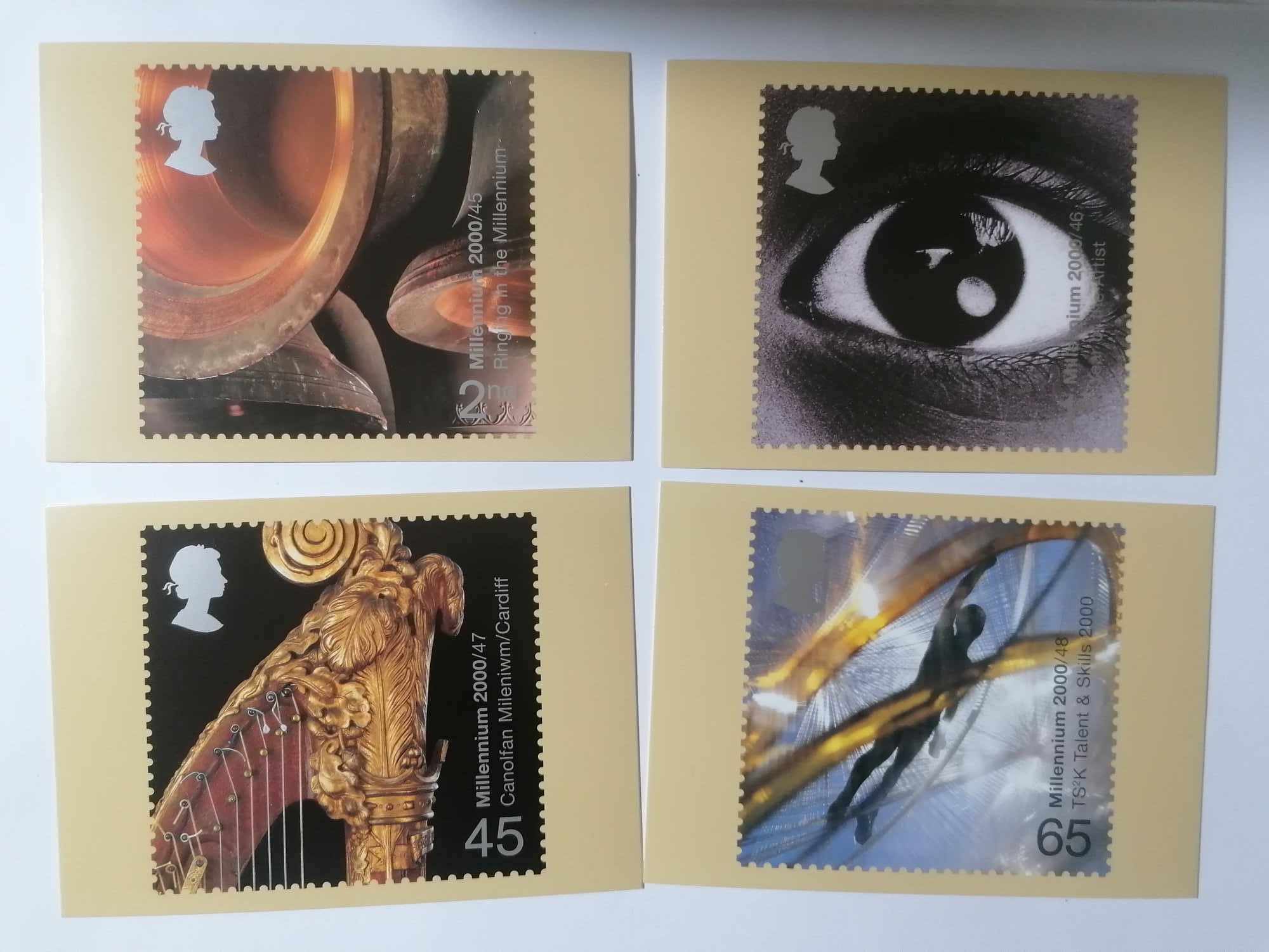 Set of 4 PHQ226 Royal Mail Stamp Postcards Sound and Vision (TS2K Talent and Skills) 2000