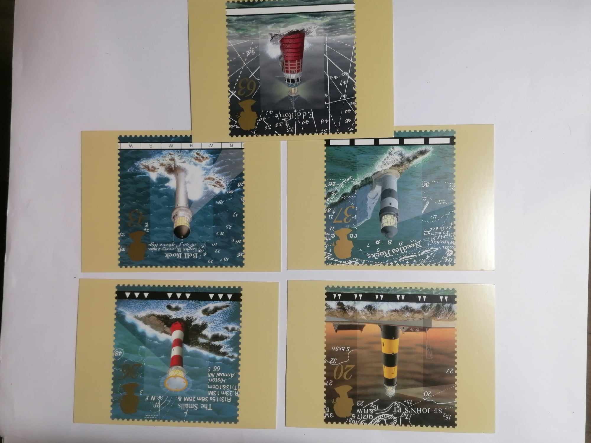 Set of 5 PHQ196 Royal Mail Stamp Postcards Light houses (Eddystone) 1998