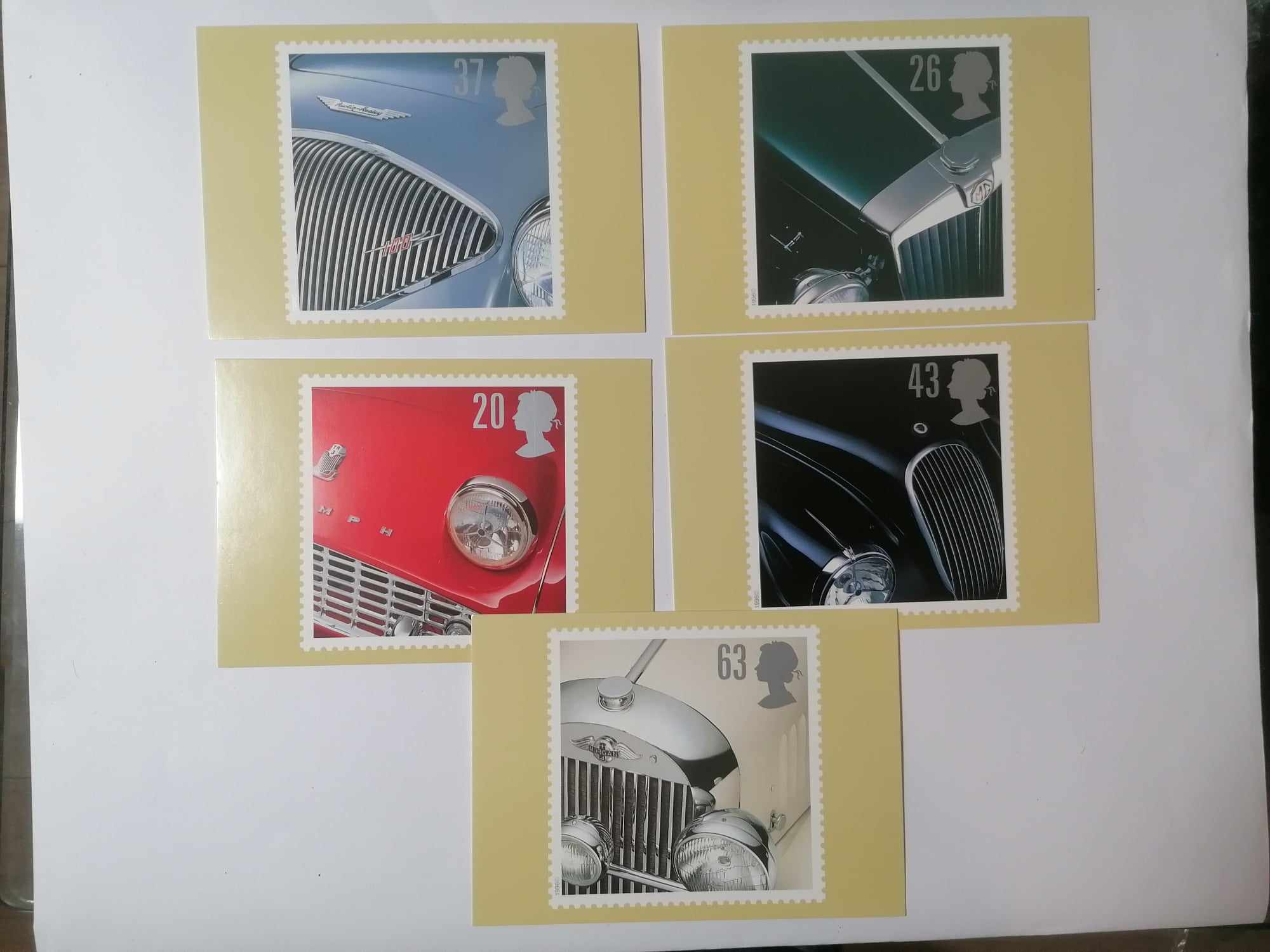 Set of 5 PHQ183 Royal Mail Stamp Postcards Classic Sports Cars (Morgan plus 4) 