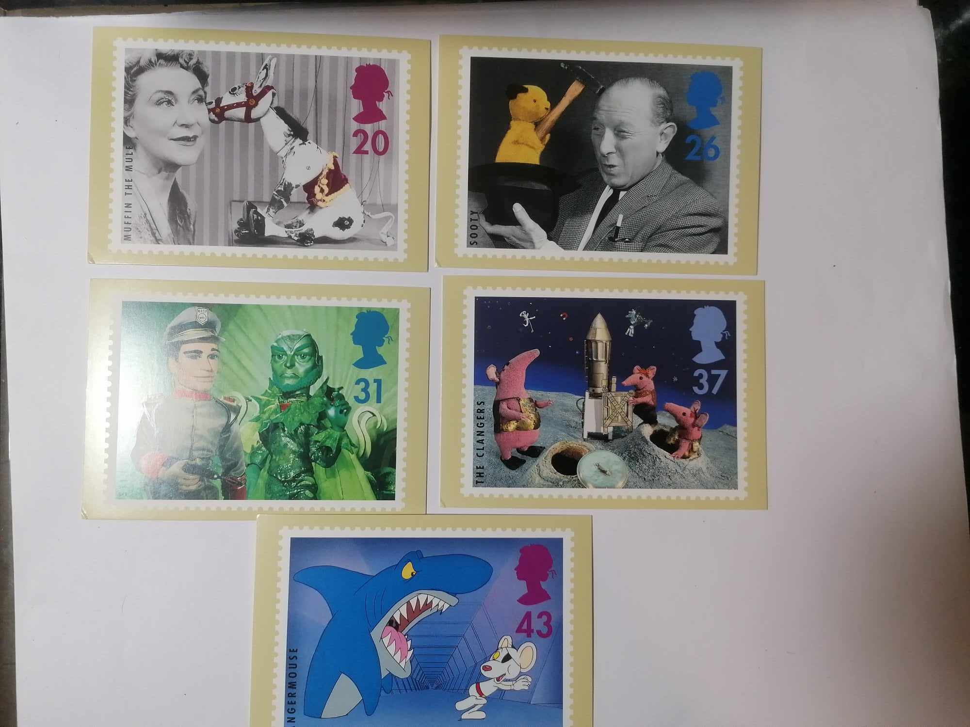 Set of 5 PHQ182 Royal Mail Stamp Postcards Big Stars from the small screen 1996