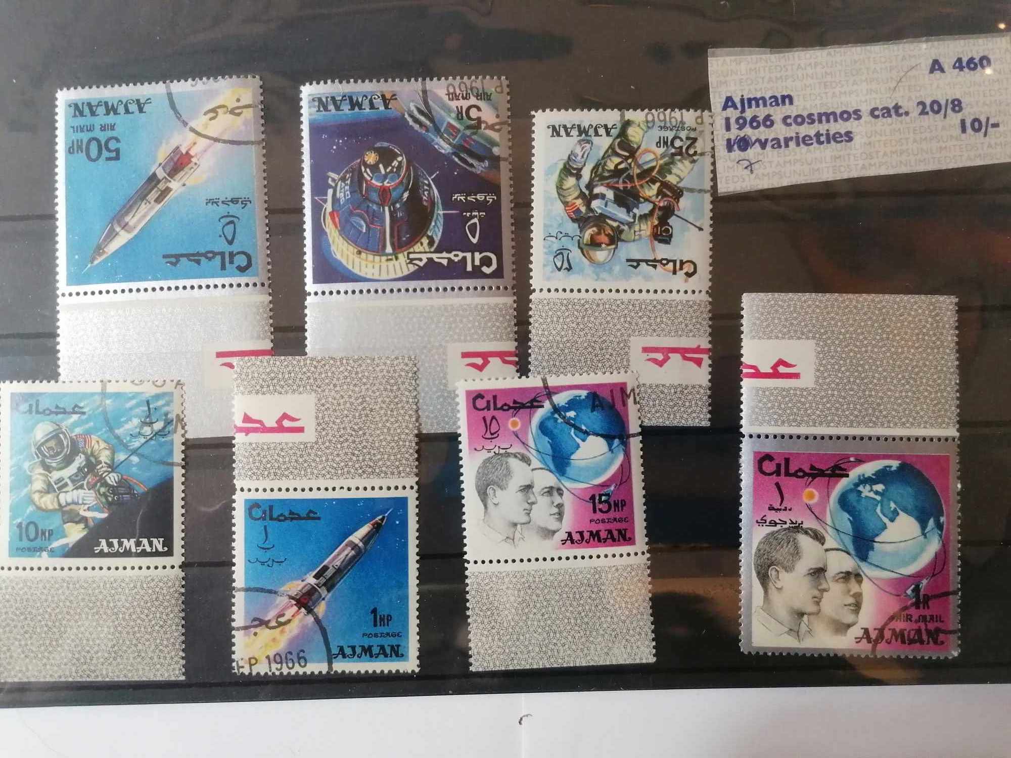 Postage stamp set 7 versions Ajman Cosmos 1966 A460 
